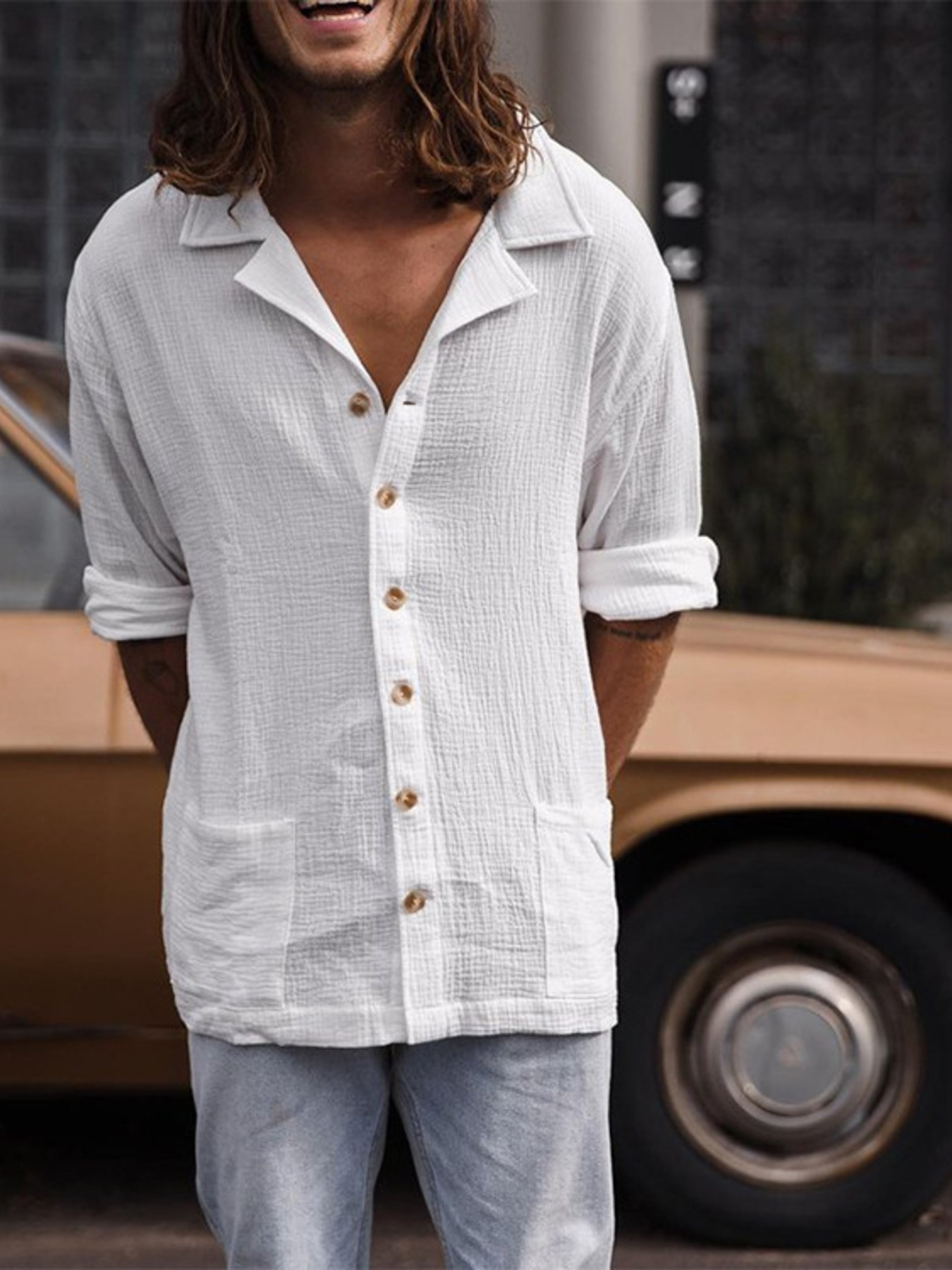 Men's Full Size Button Up Long Sleeve Shirt Plus Size