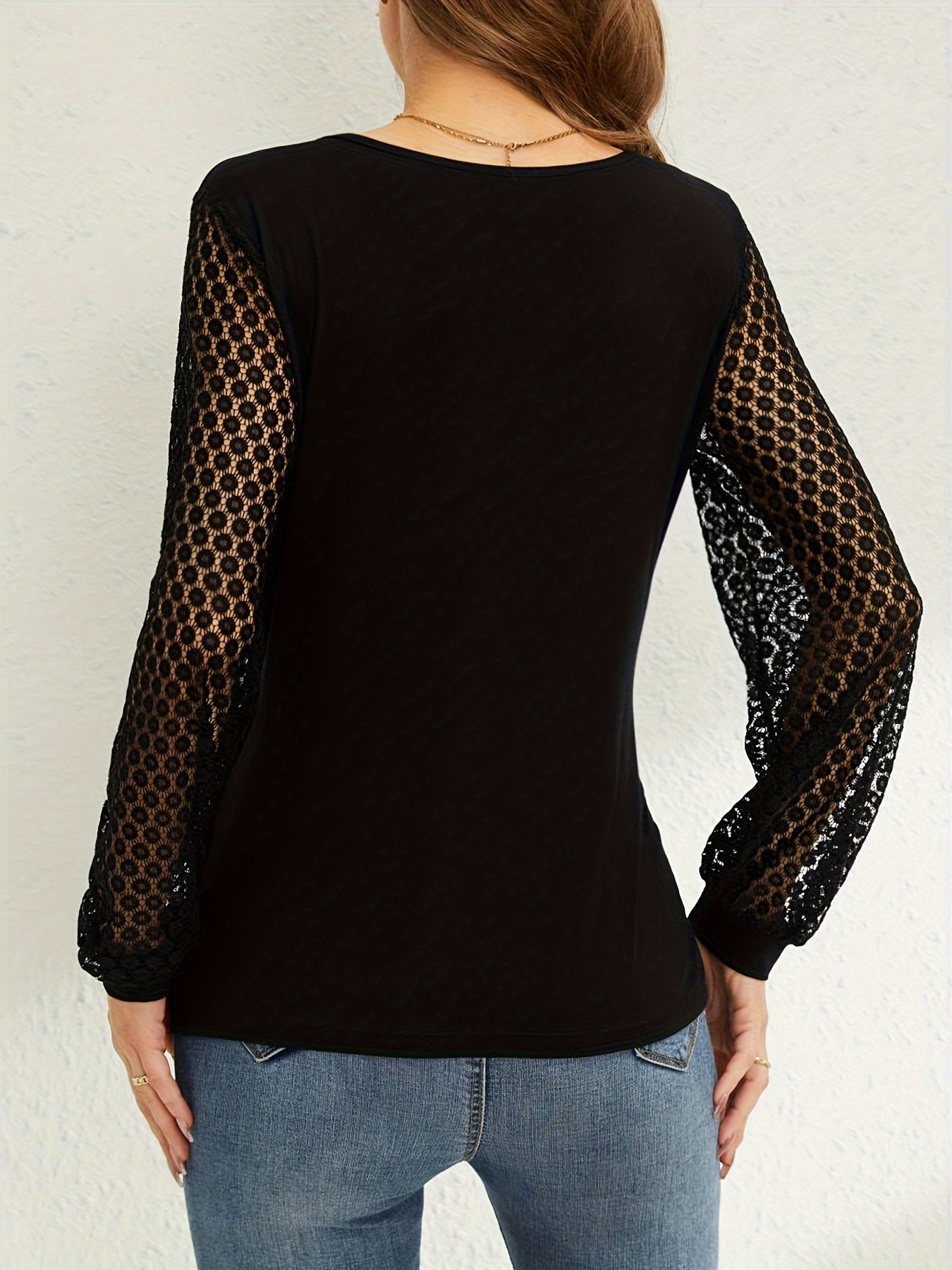 Surplice Lace Long Sleeve Top