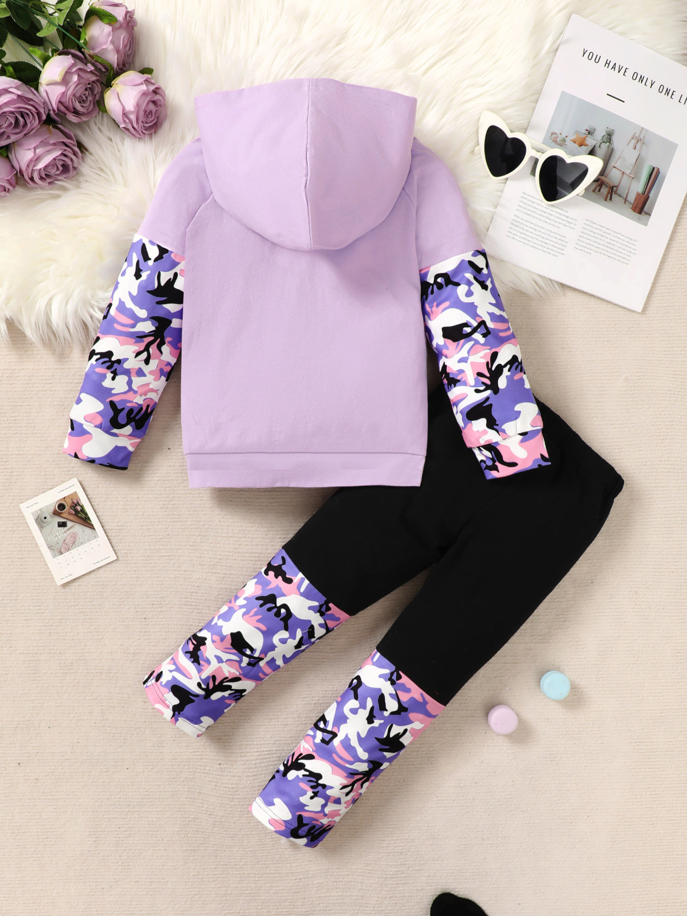 Children's Graphic Camo Print Hoodie & Pants Set