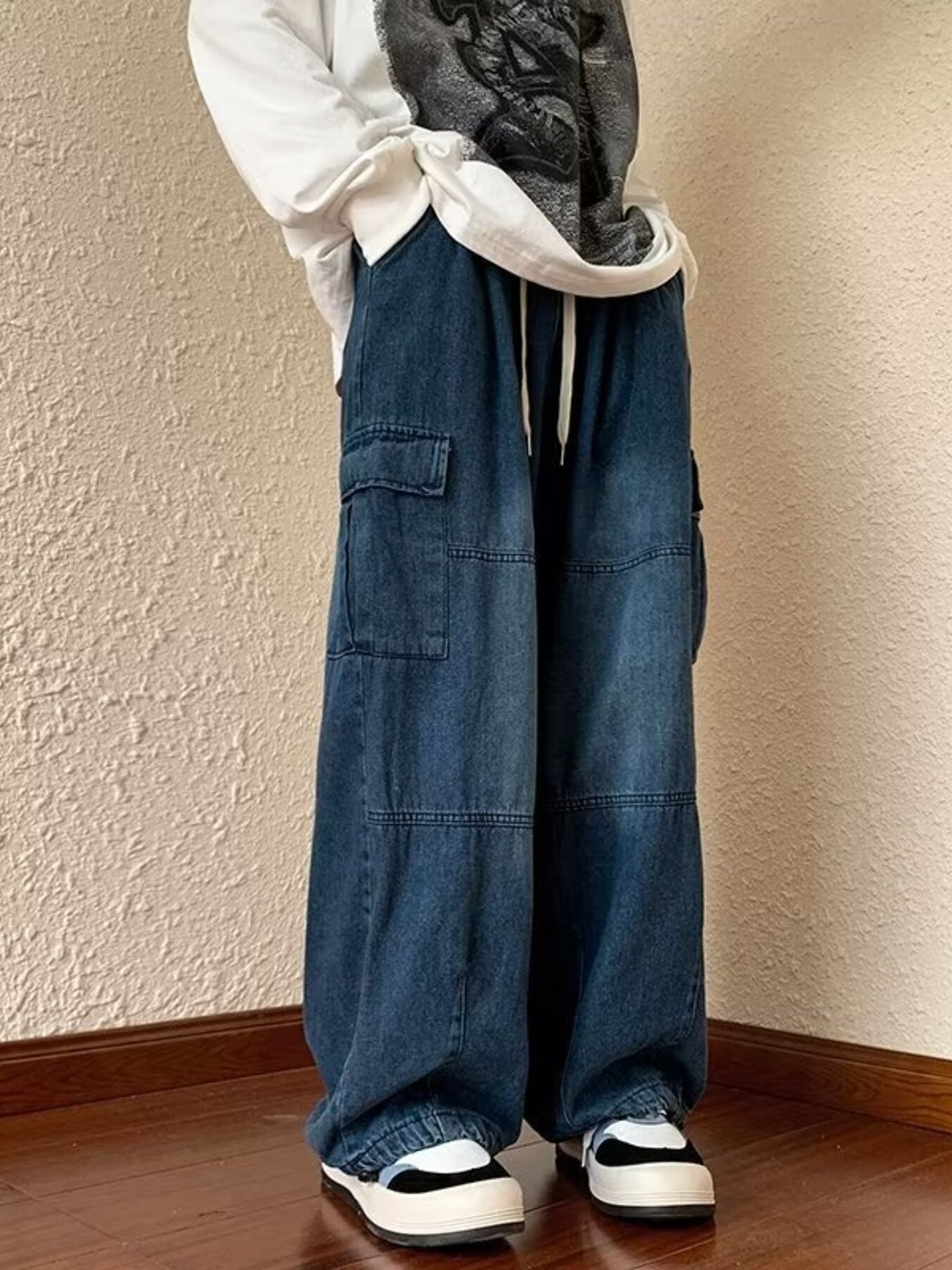 Men's Full Size Loose Fit Cargo Jeans Plus Size