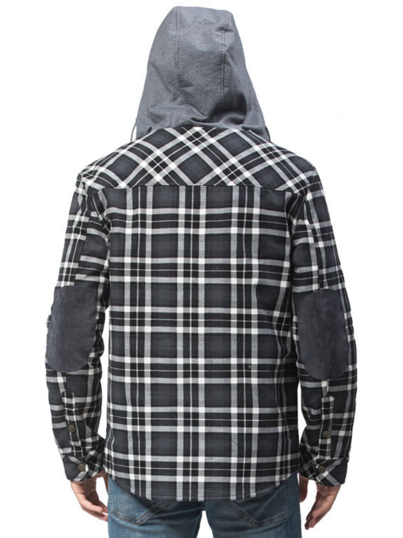 Men's Snap Down Plaid Flannel Hooded Jacket