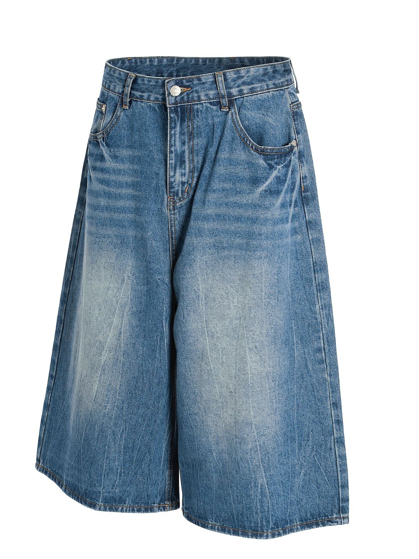 Men's Wide Leg Relaxed Fit Denim Shorts