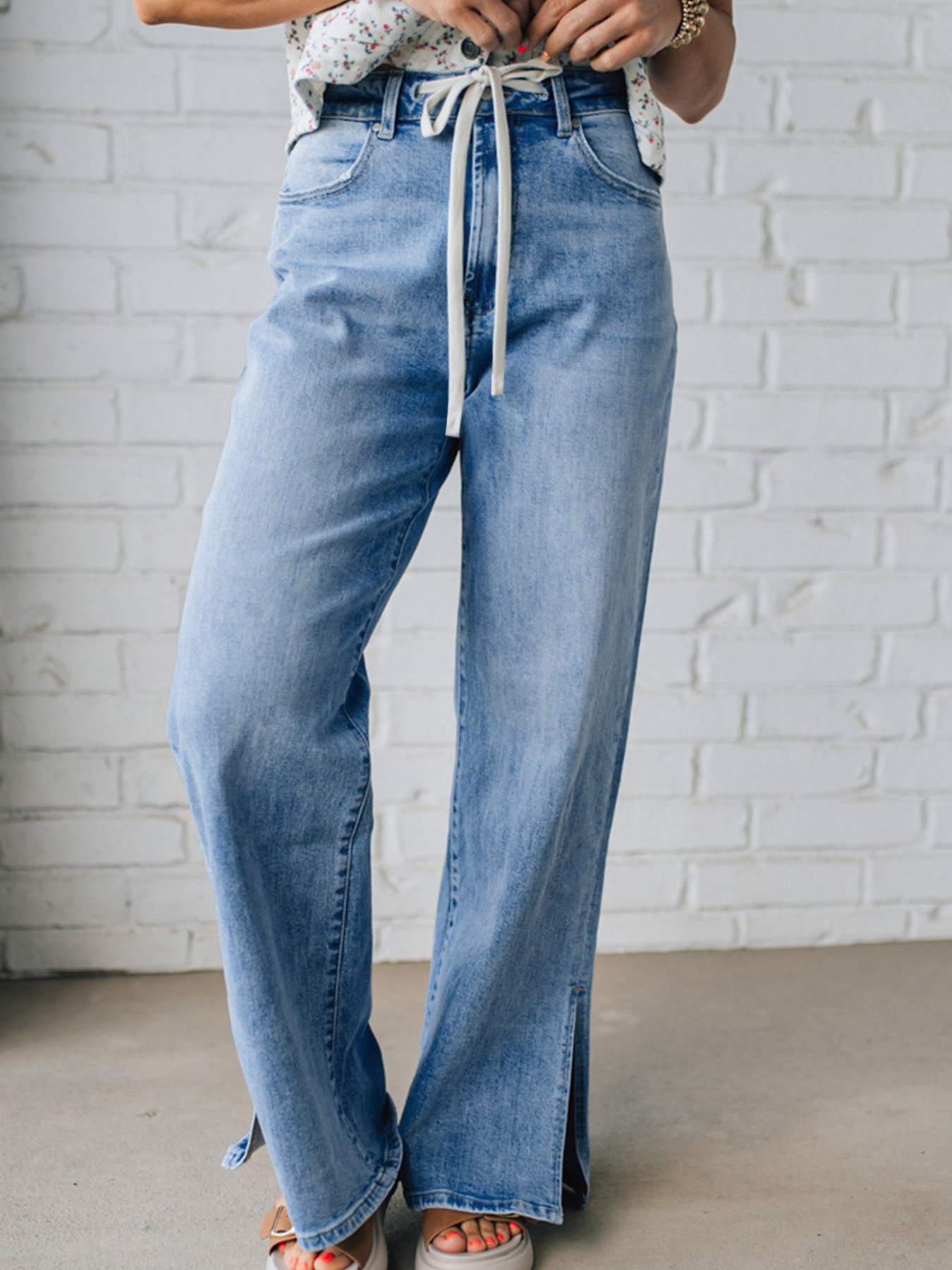 Slit Wide Leg Jeans