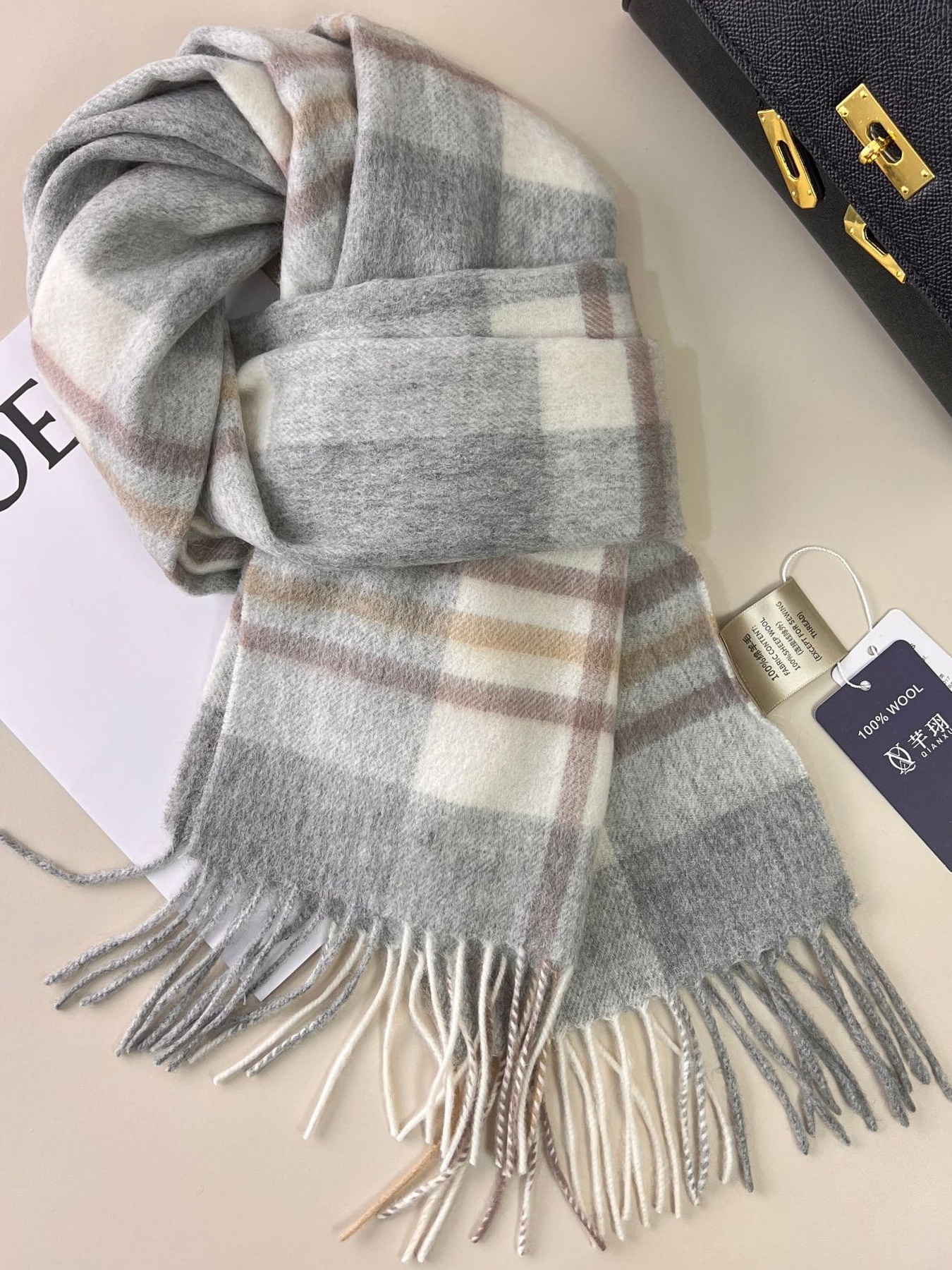 Plaid Fringe Scarf