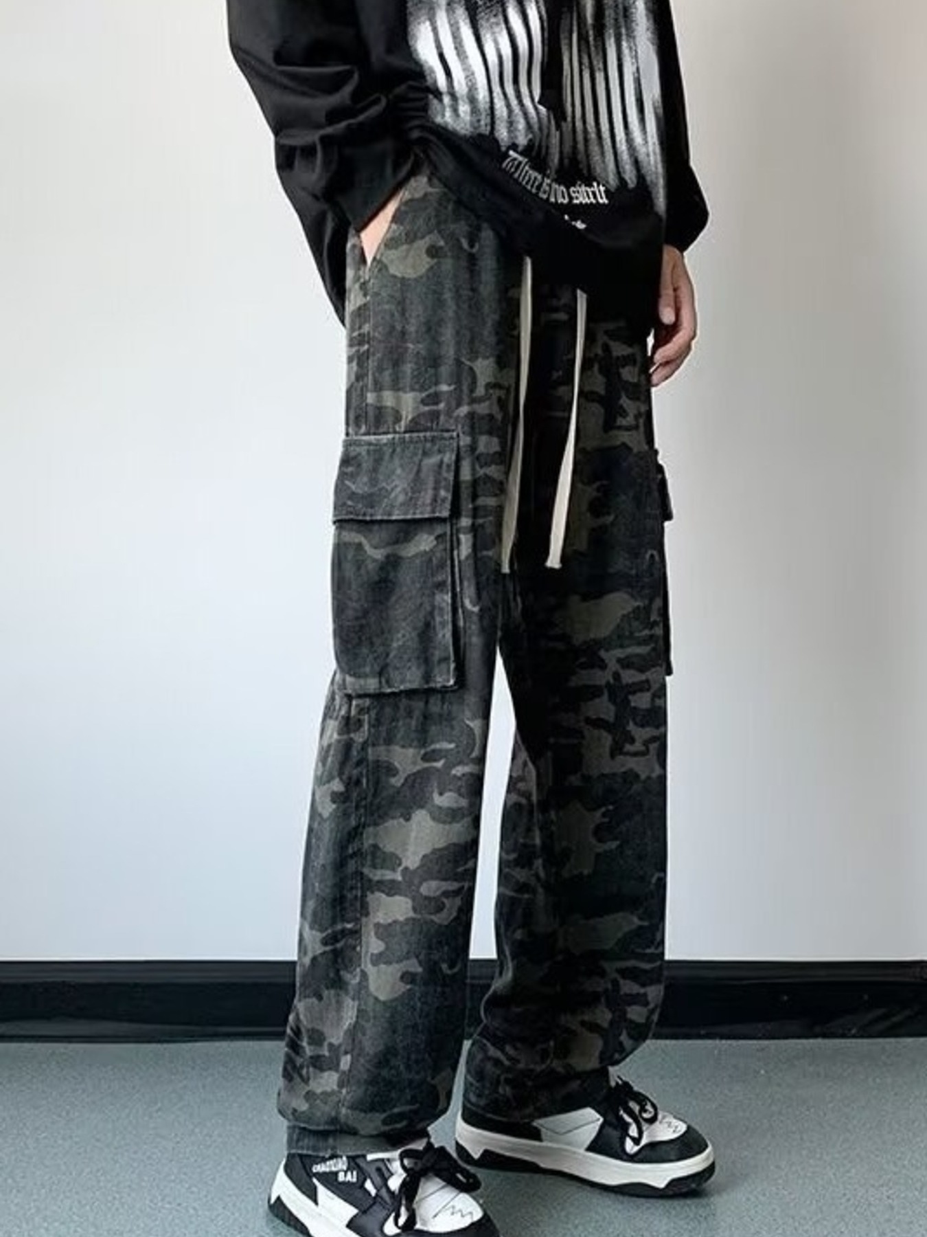 Men's Full Size Camouflage Wide Leg Cargo Jeans Plus Size