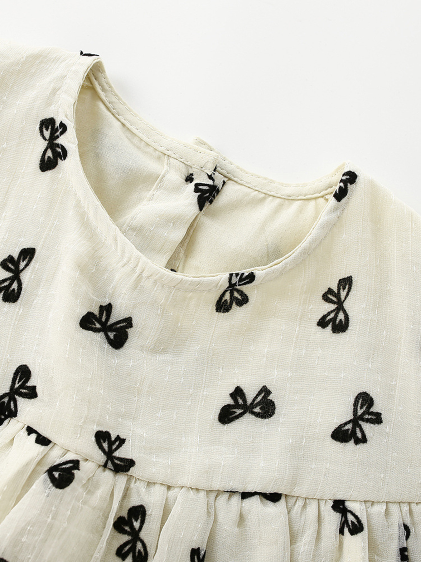 Children's Bow Print Flutter Sleeve Dress 3