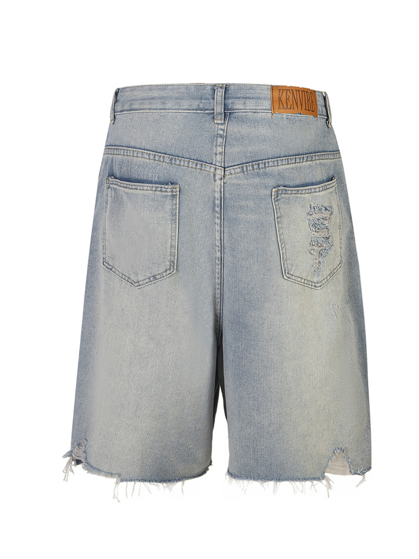 Men's Distressed Rhinestone Frayed Hem Denim Shorts