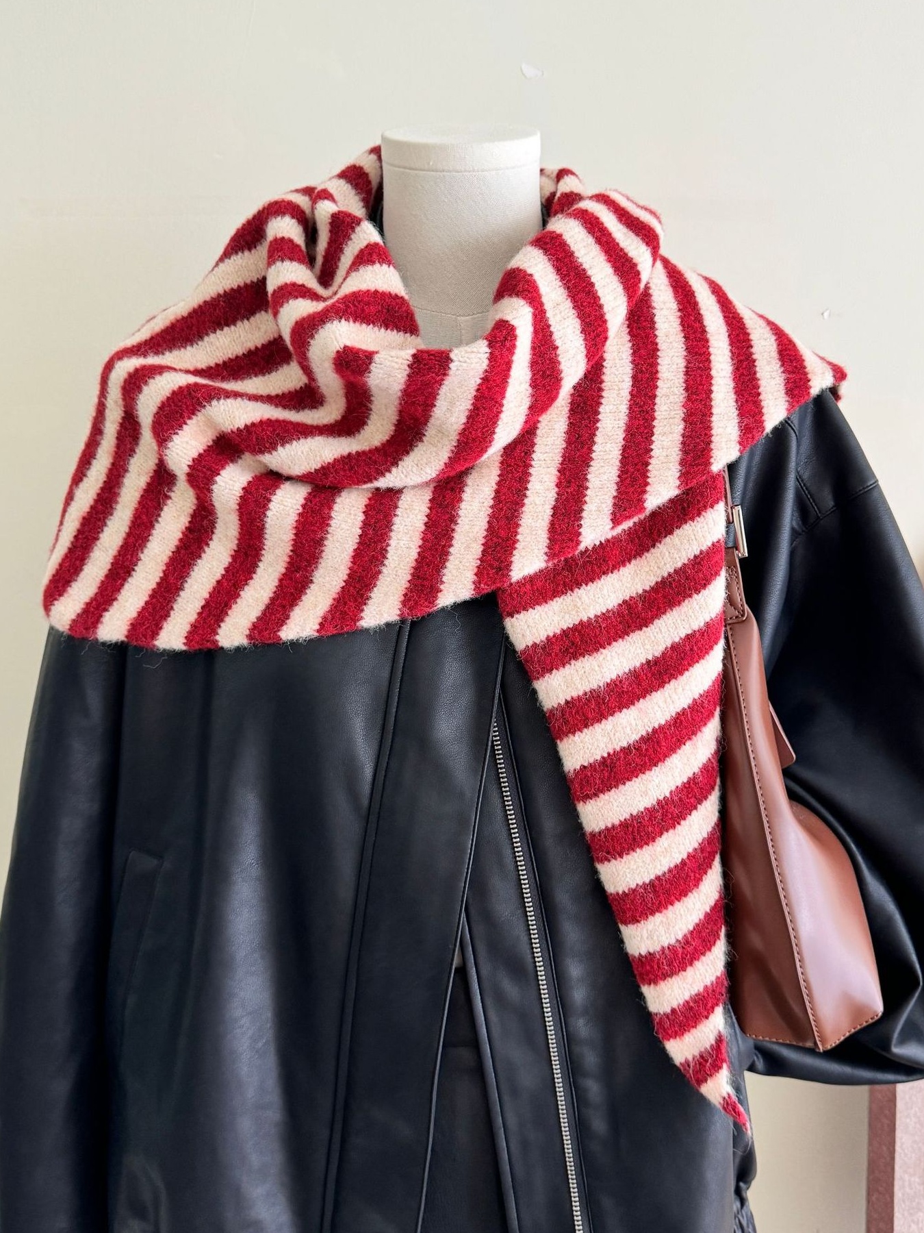 Striped Knitted Winter Scarf