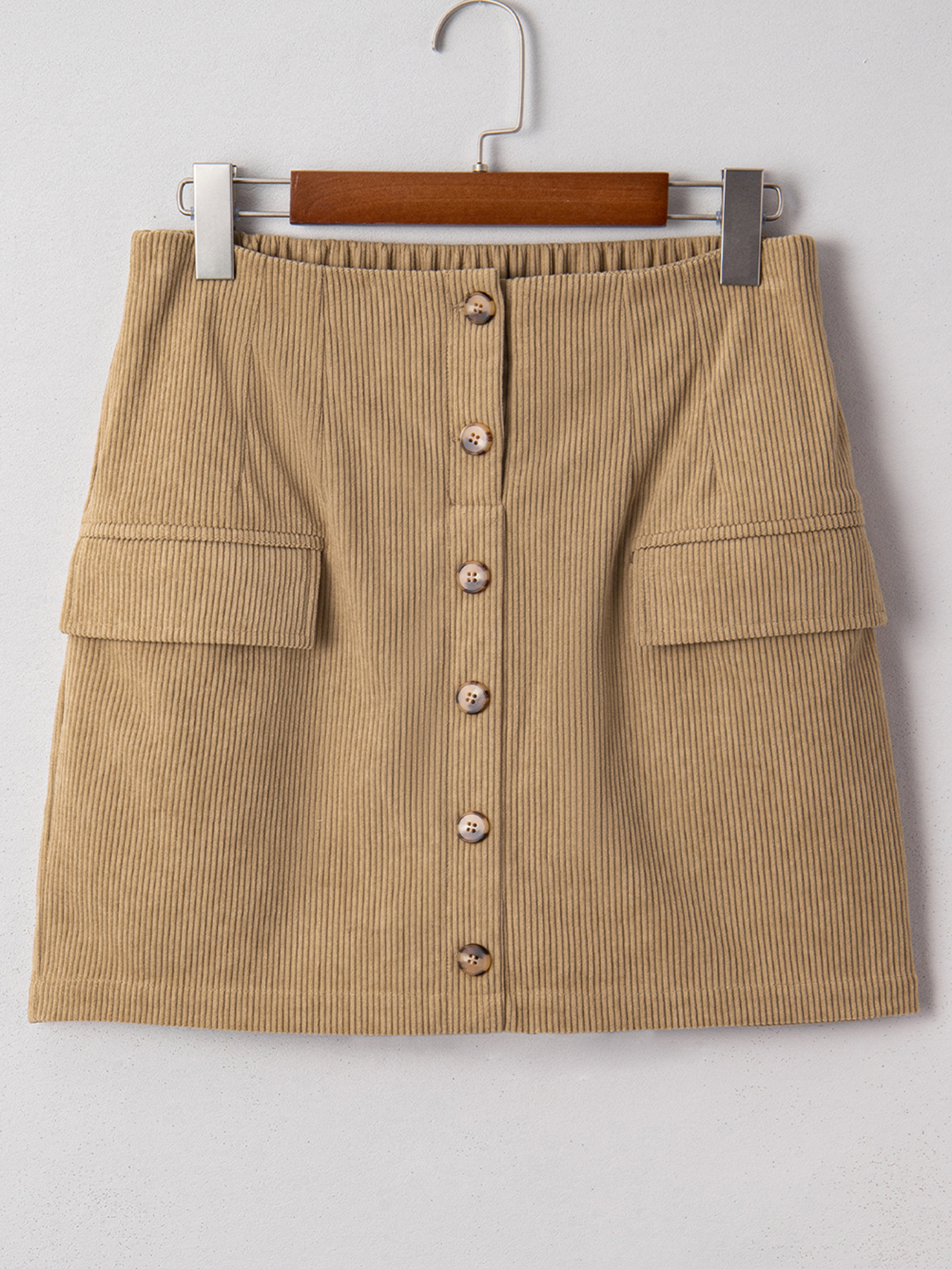 Corduroy Buttoned Front Mini Skirt