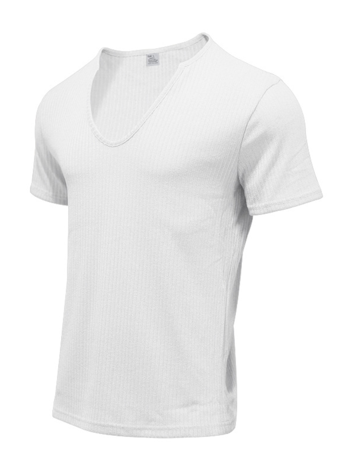 Men's Full Size Ribbed V-Neck T-Shirt Plus Size