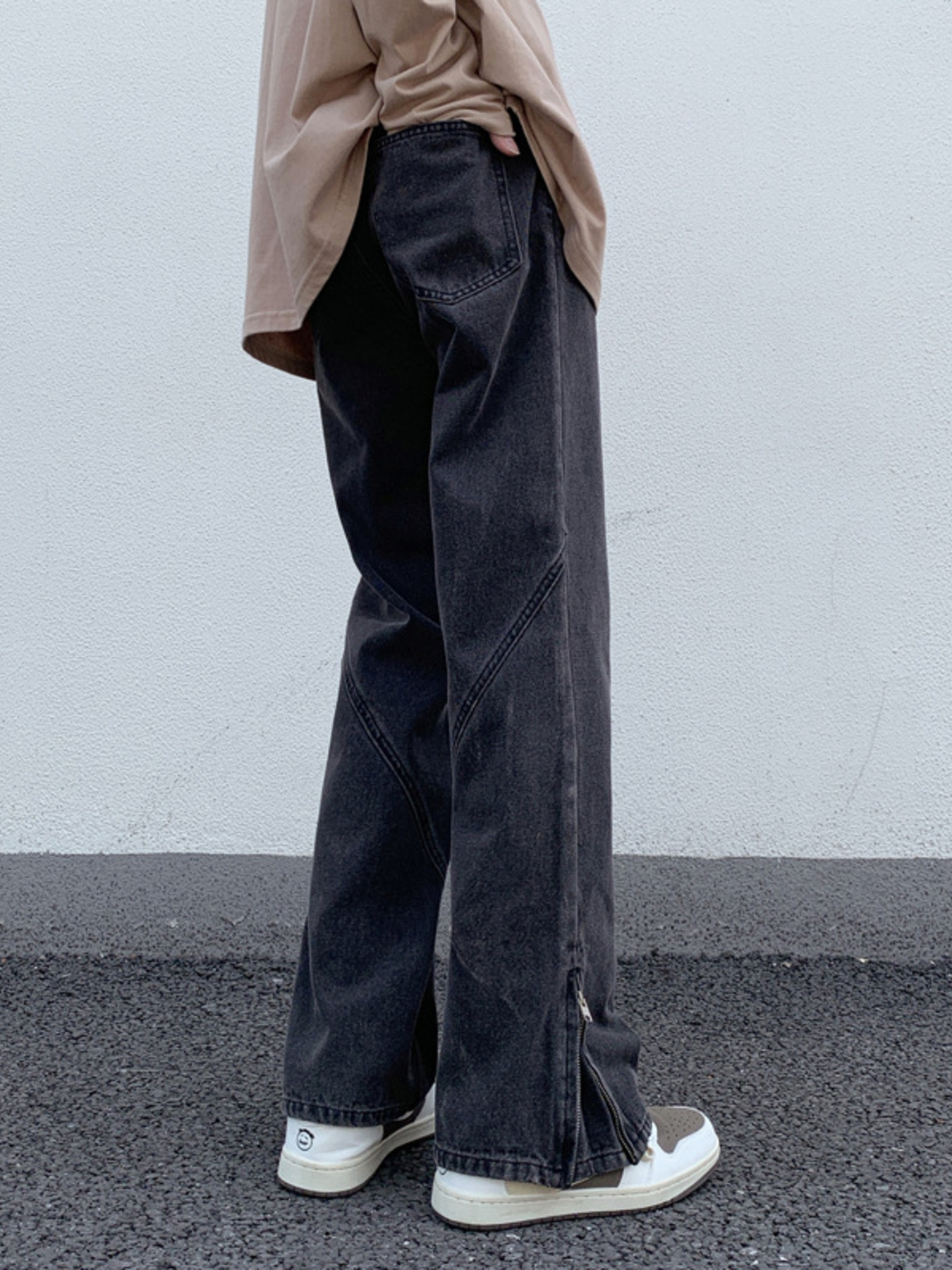 Men's Full Size Vintage Wash Wide Leg Jeans Plus Size