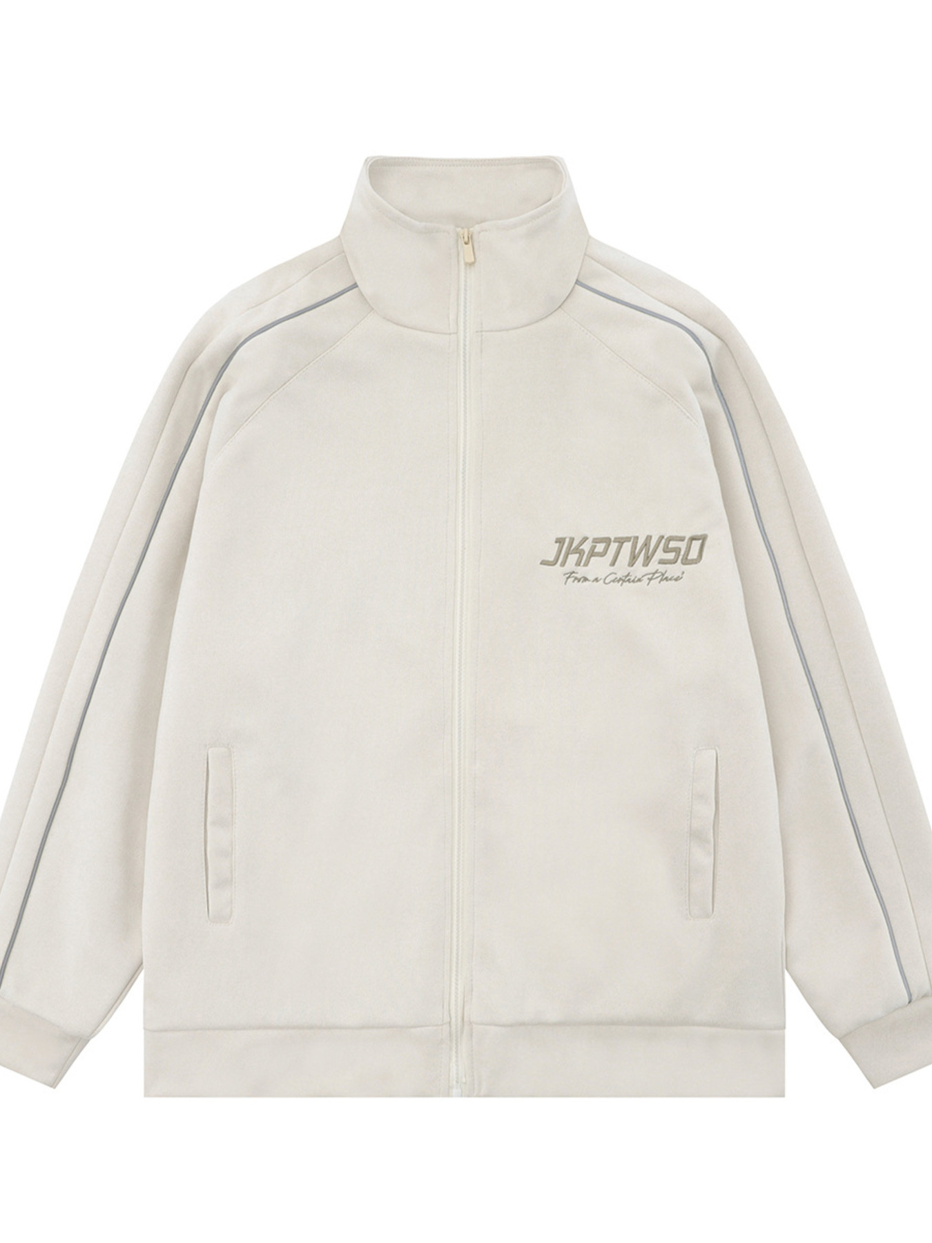 Men's Letter Graphic Track Jacket with Contrast Trim