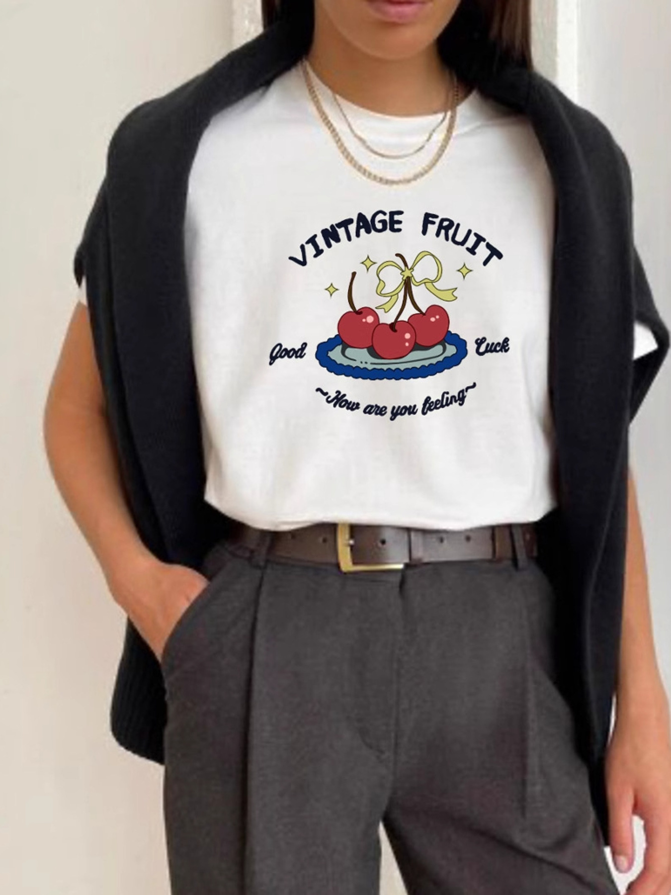 Plus Size Fruit Graphic Round Neck T-Shirt