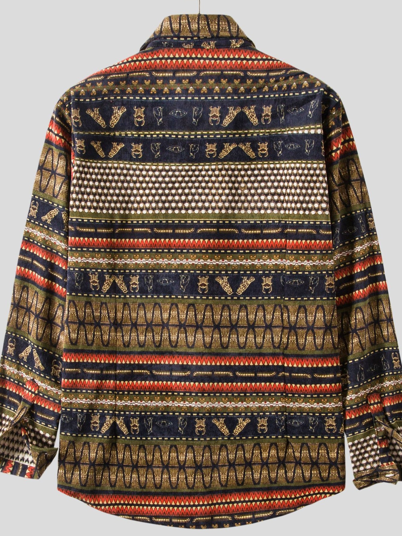 Men's Vintage Ethnic Print Button Down Shirt