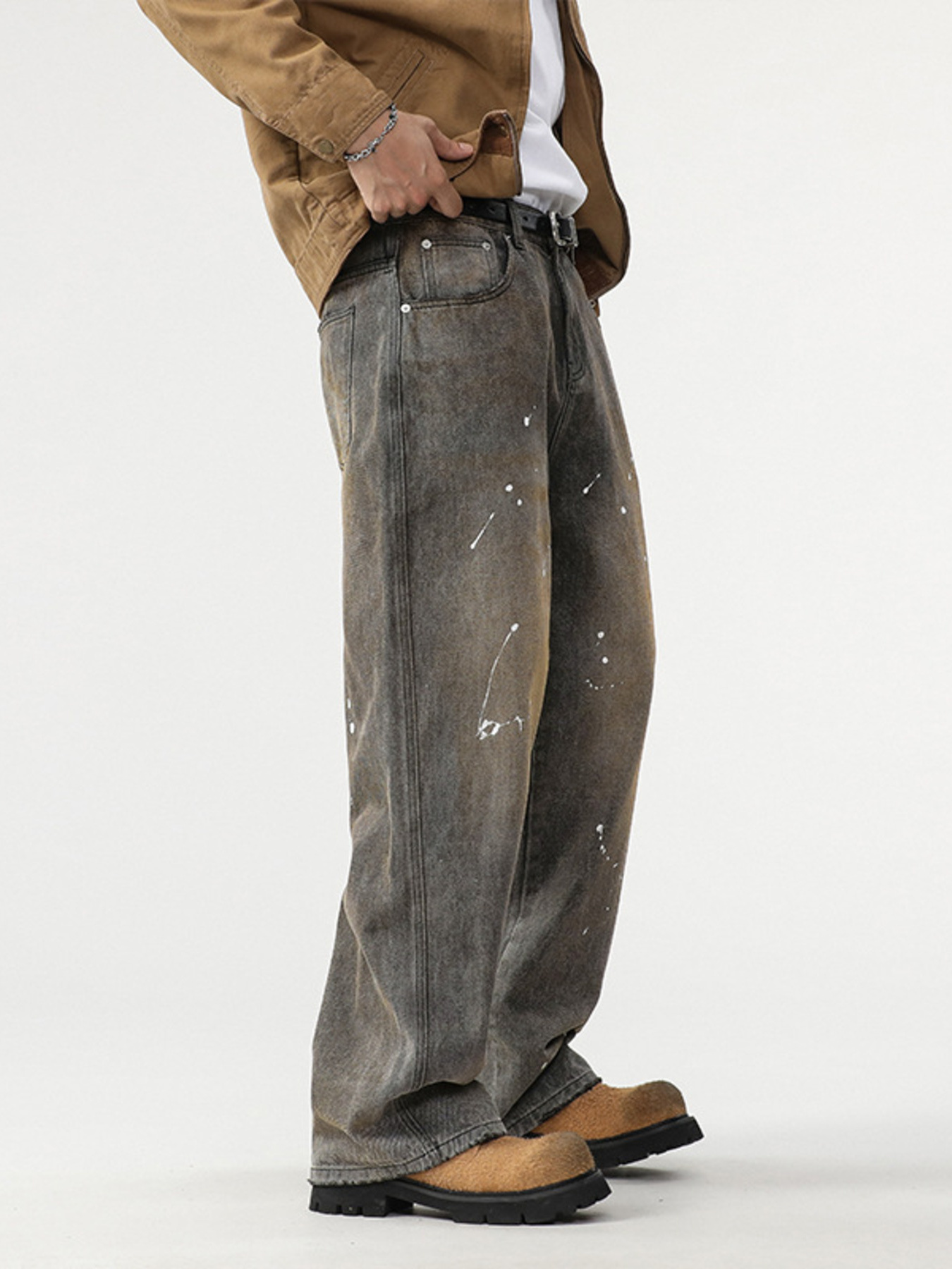 Men's Paint Splatter Wide Leg Jeans