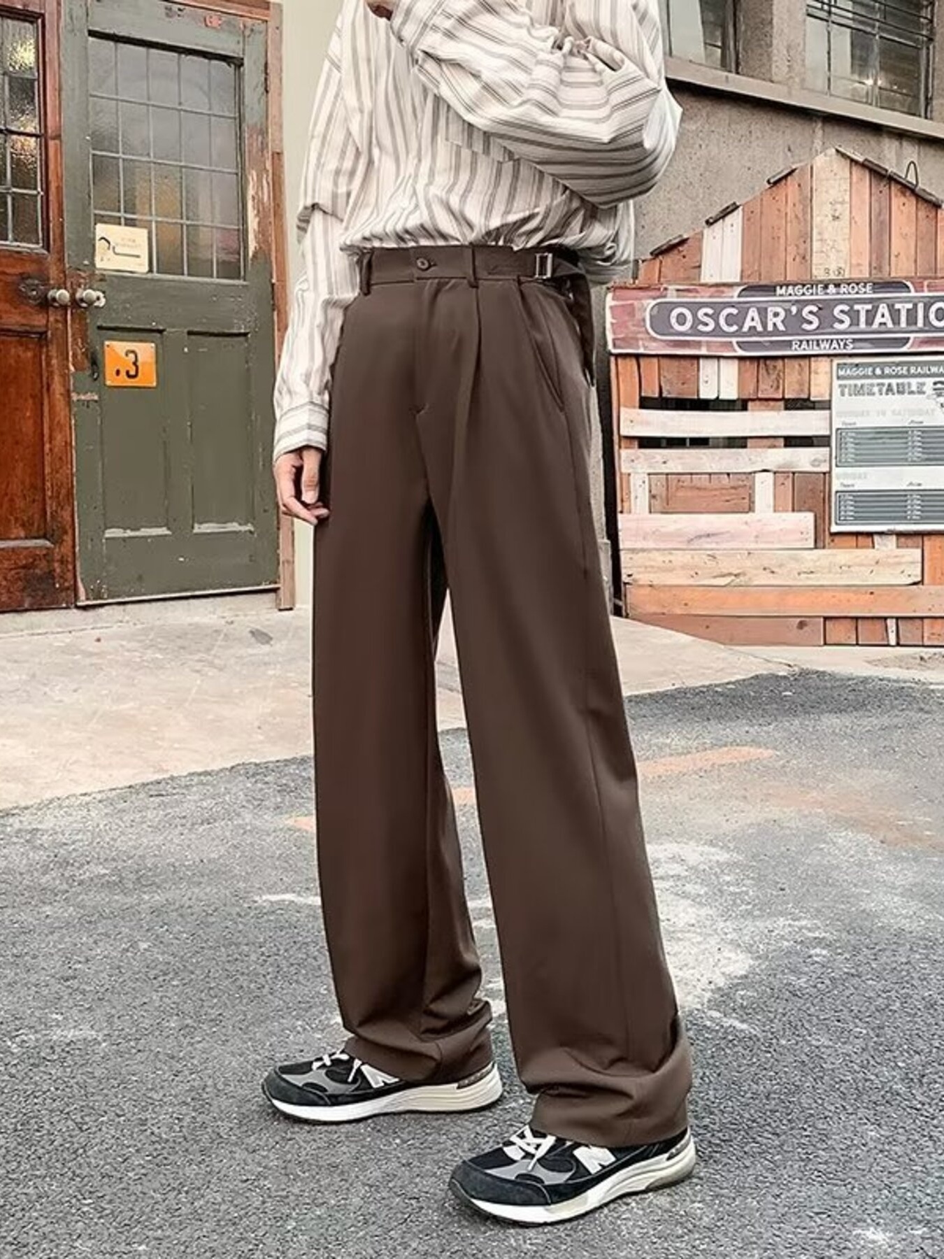 Men's Full Size Pleated Wide Leg Pants Plus Size