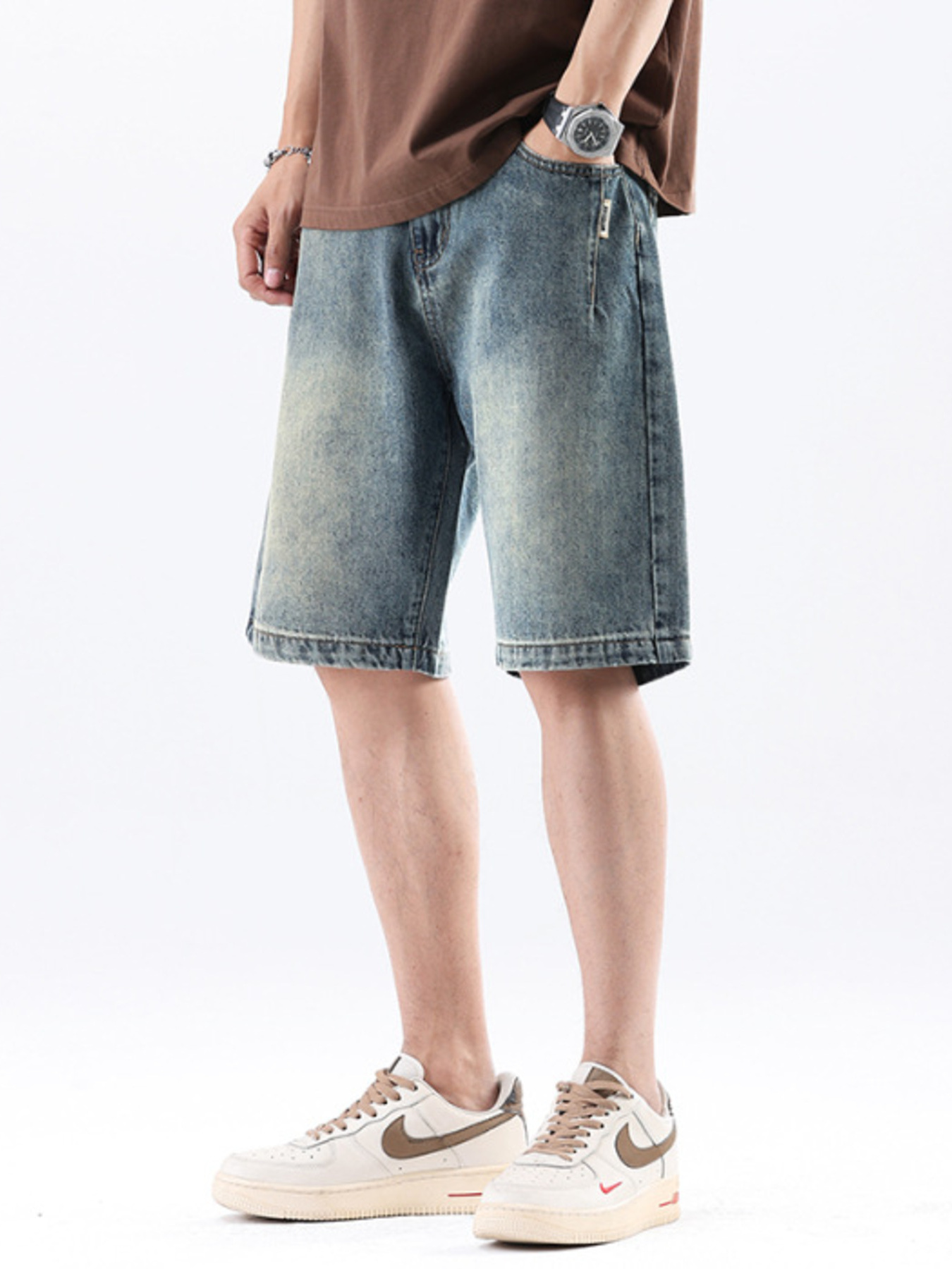 Men's Wide Leg Denim Shorts
