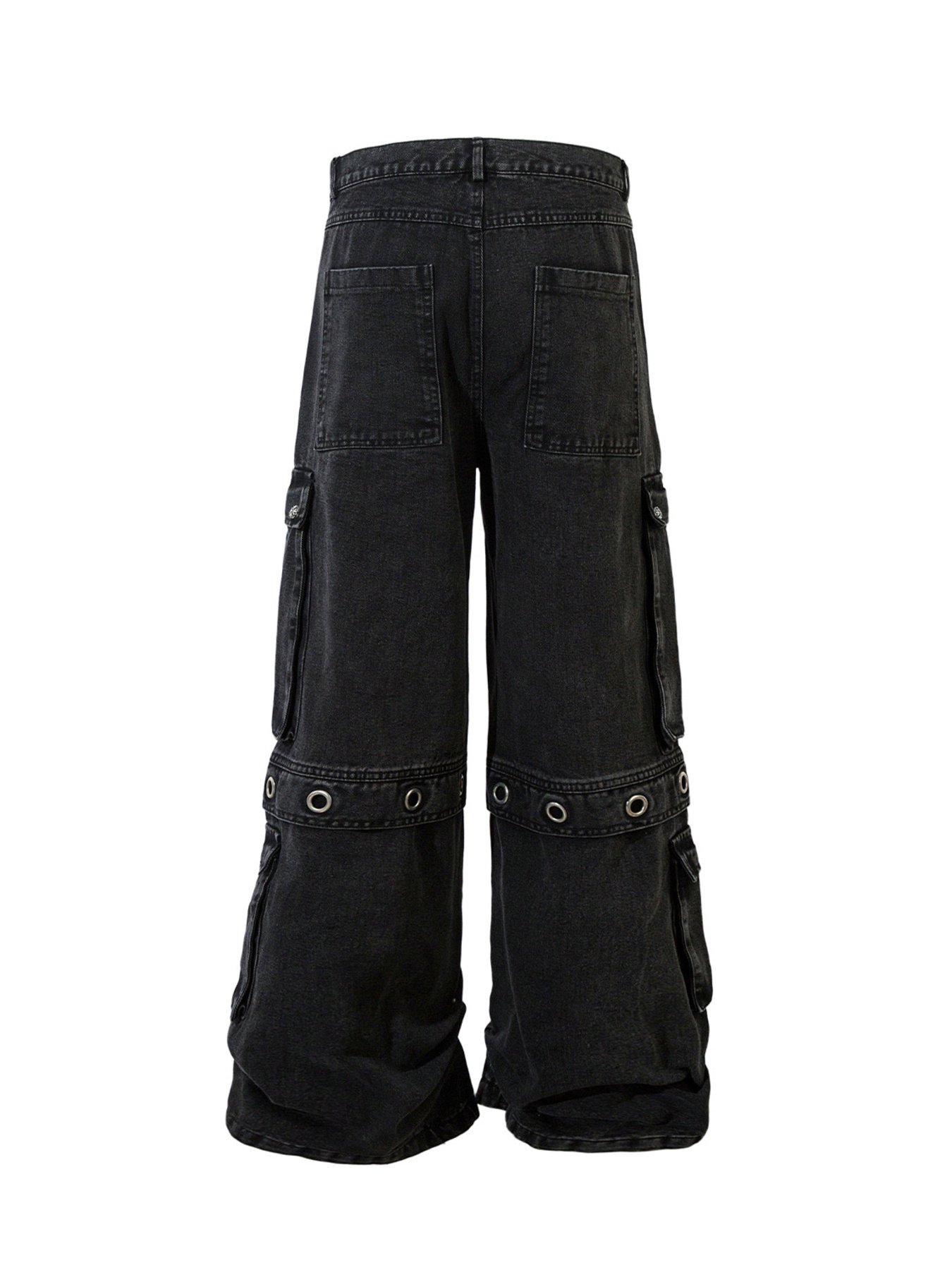 Men's Wide Leg Cargo Denim Jeans with Multi Pockets