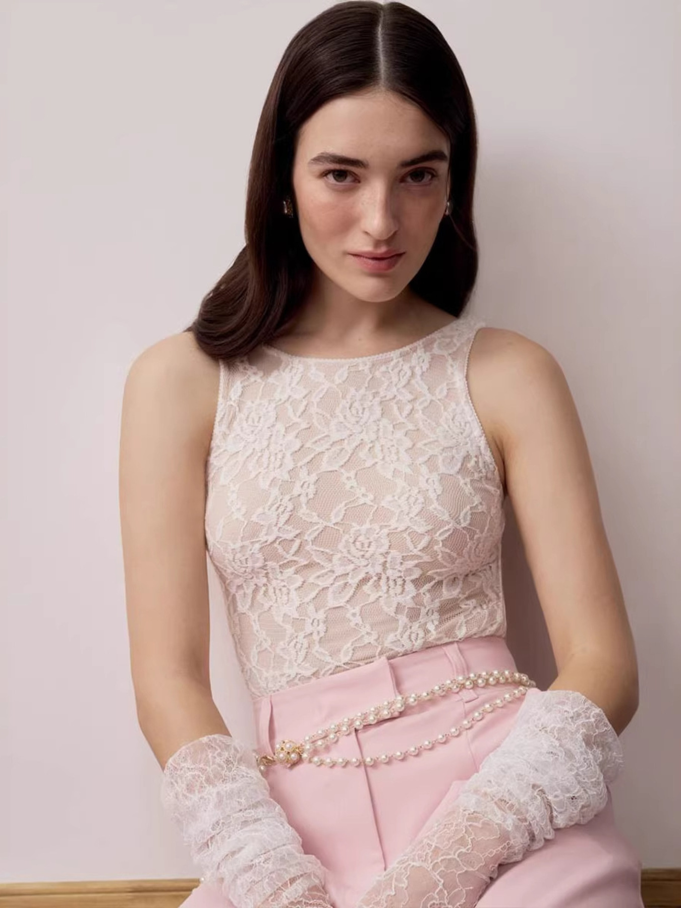 Lace Round Neck Long Sleeve Top