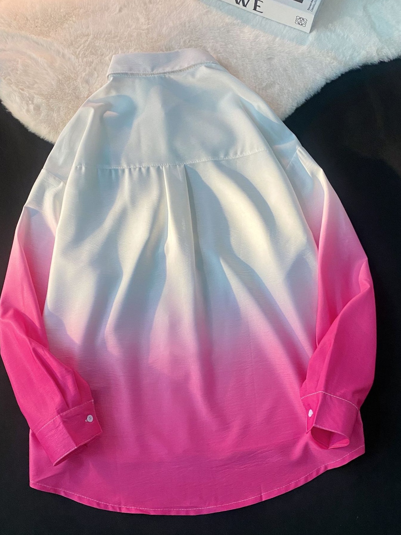 Men's Plus Size Gradient Long Sleeve Button-Up Shirt