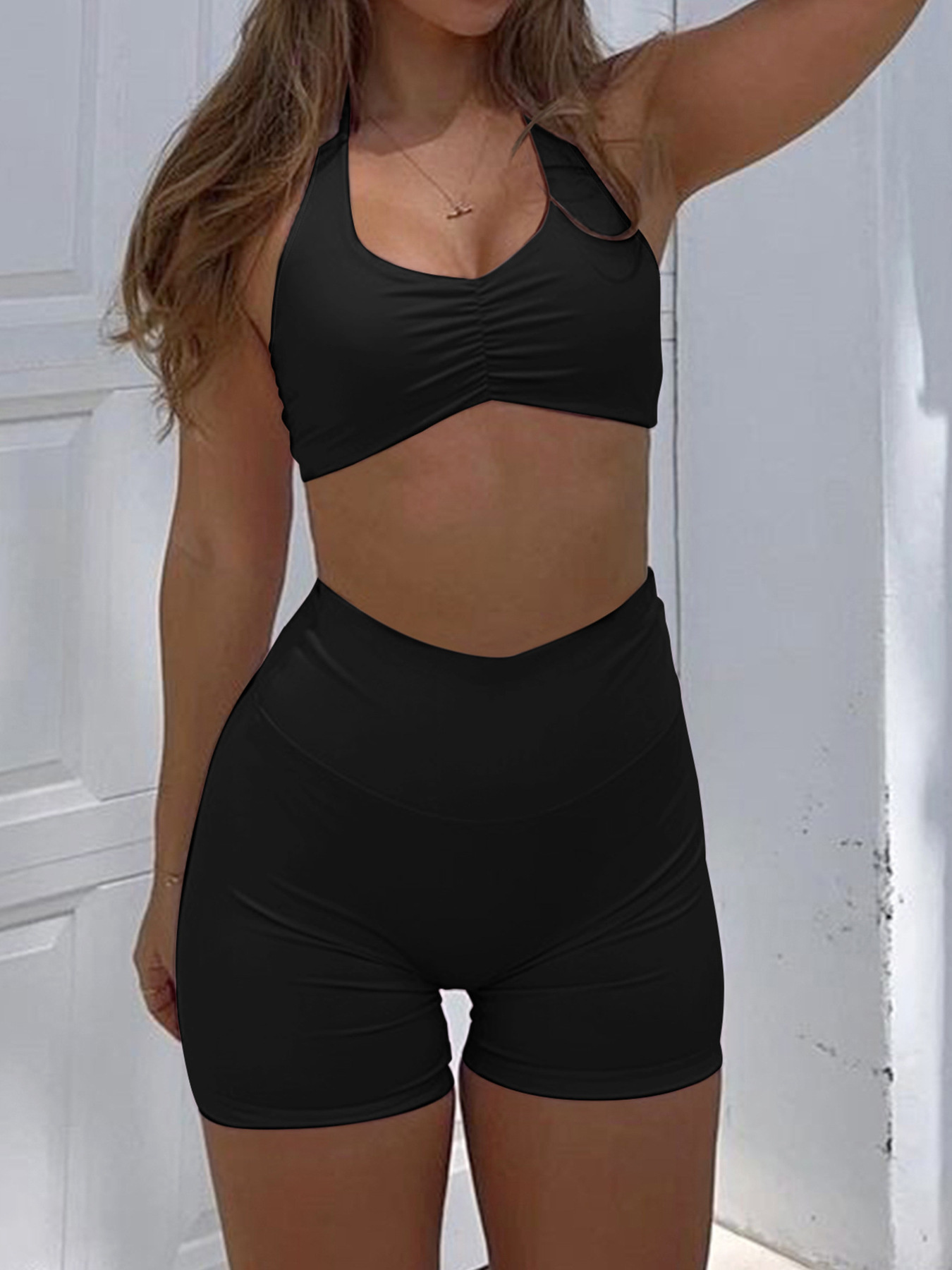 Halter Neck Cami and Shorts Active Set