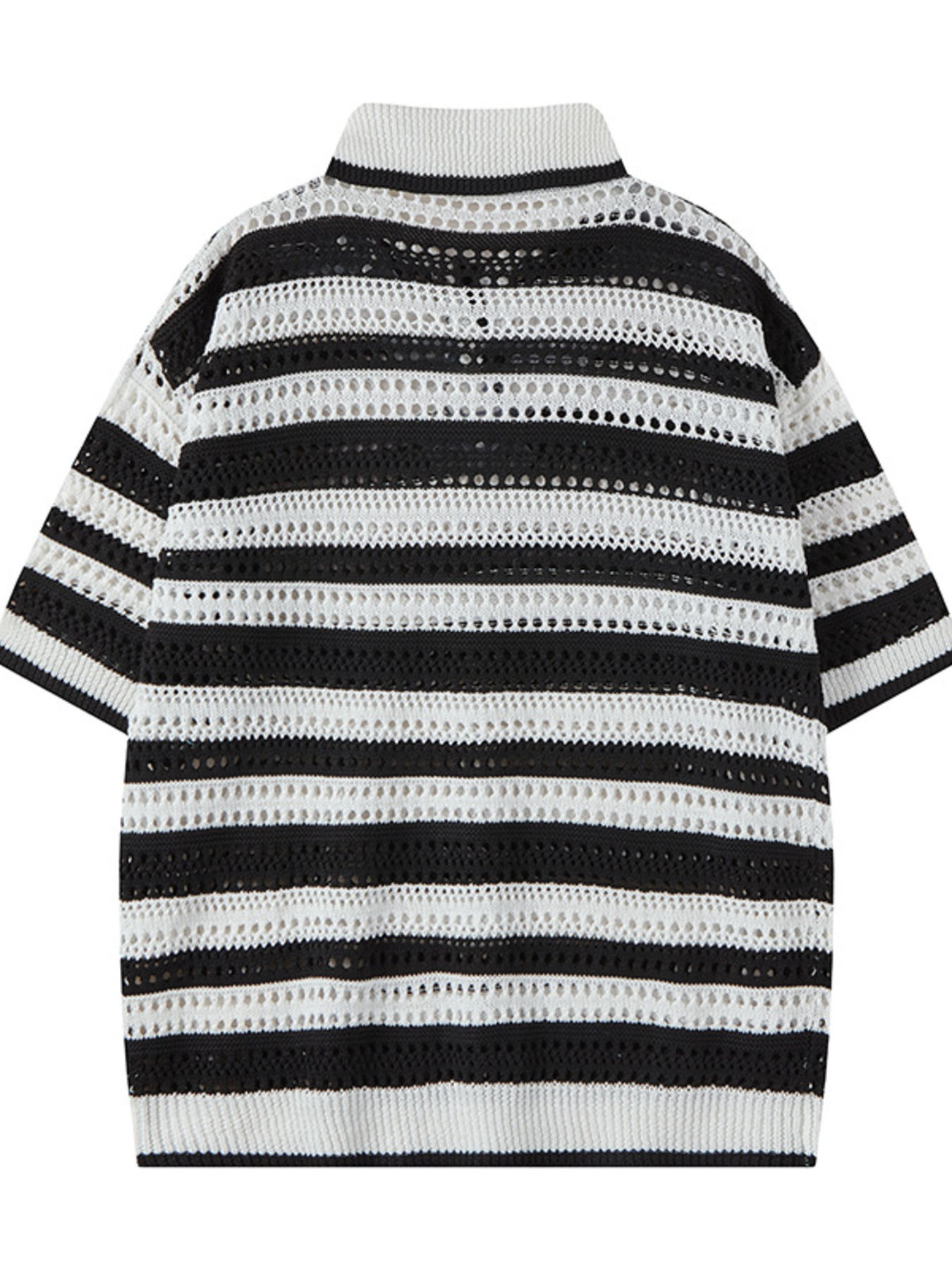 Men's Striped Openwork Knit Polo
