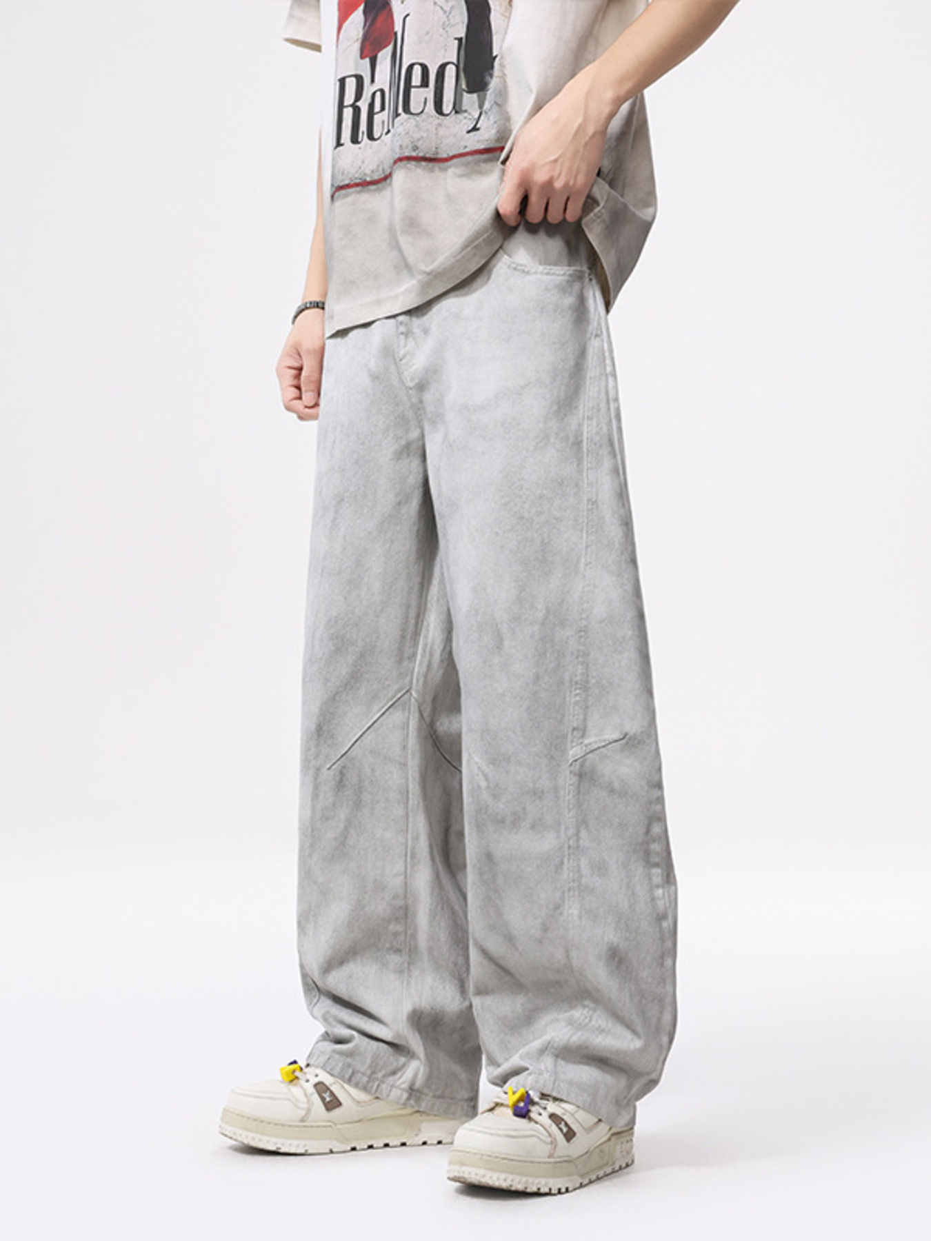 Men's Vintage Wash Wide Leg Jeans