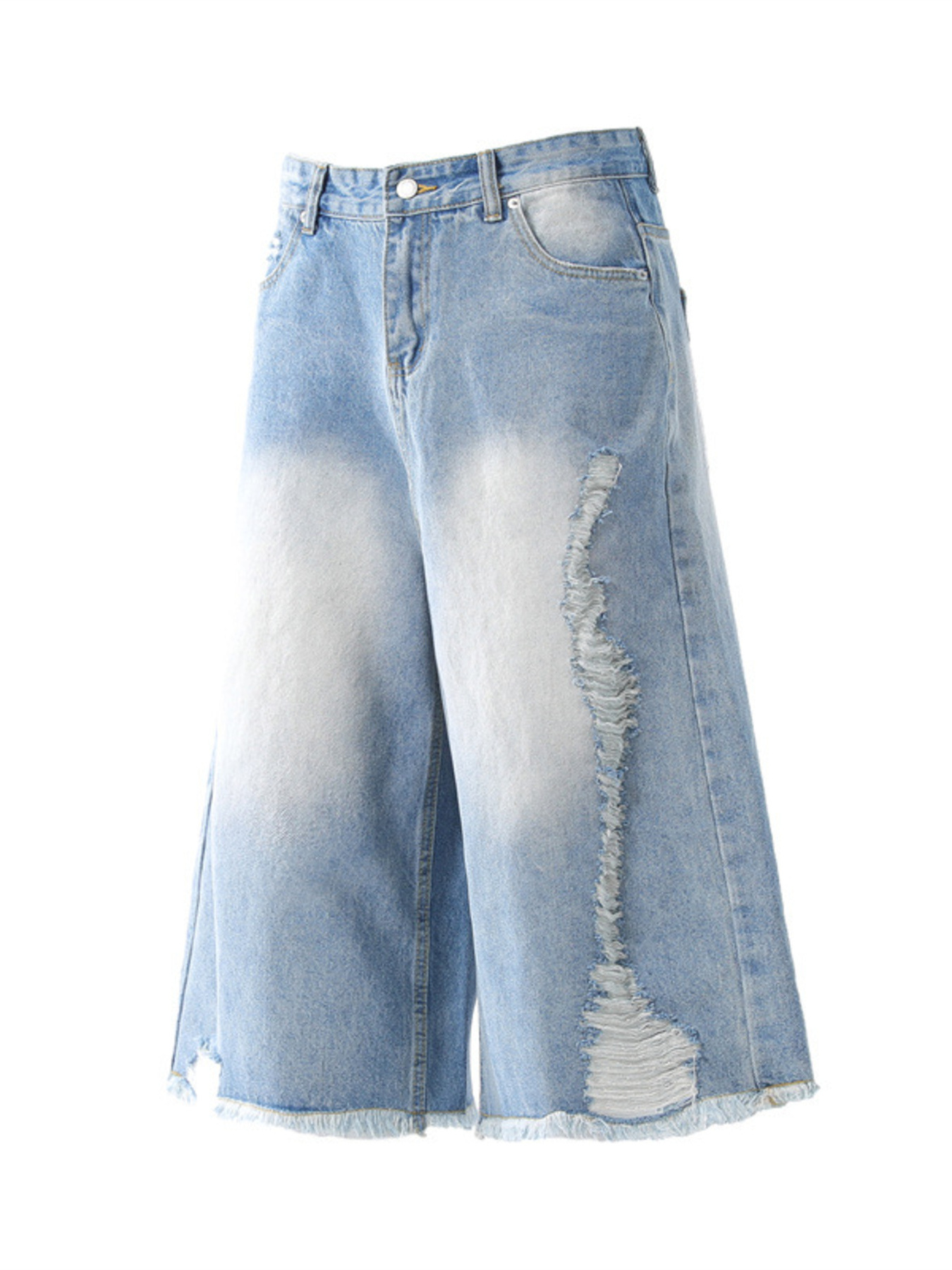 Men's Distressed Wide Leg Capris Jeans