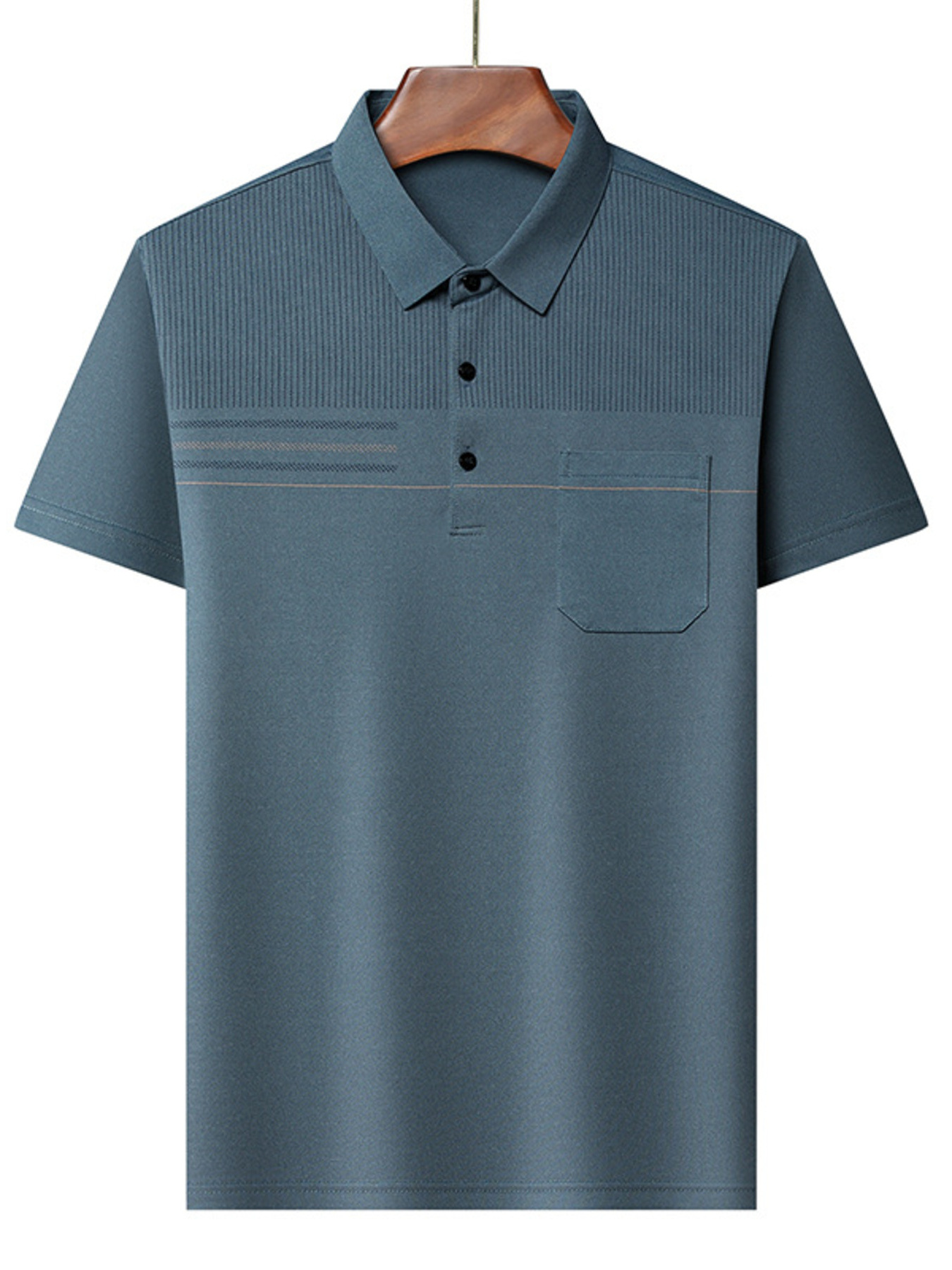 Men's Plus Size Classic Textured Stripe Casual Polo Shirt