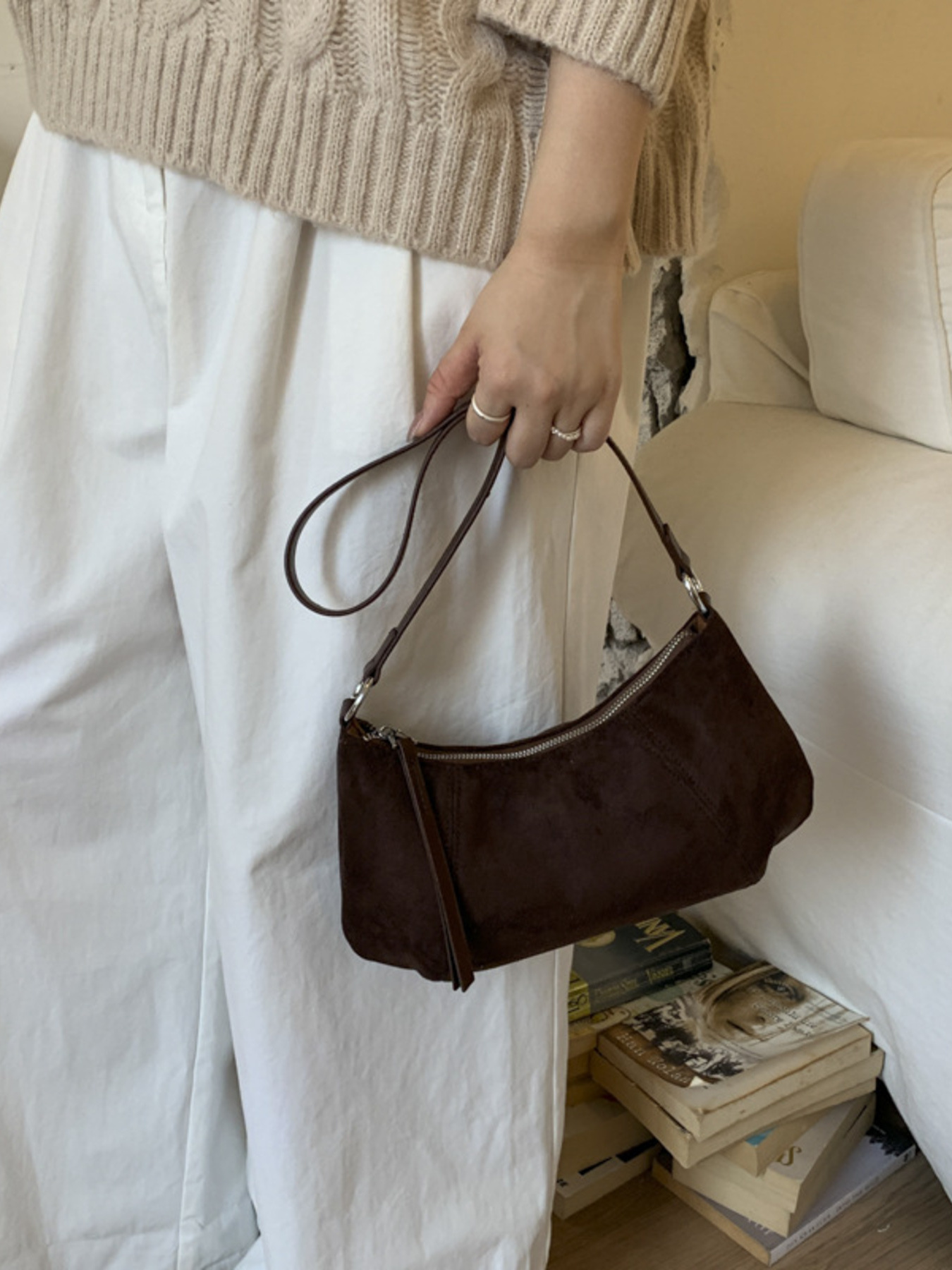 Vintage Suede Crossbody Bag