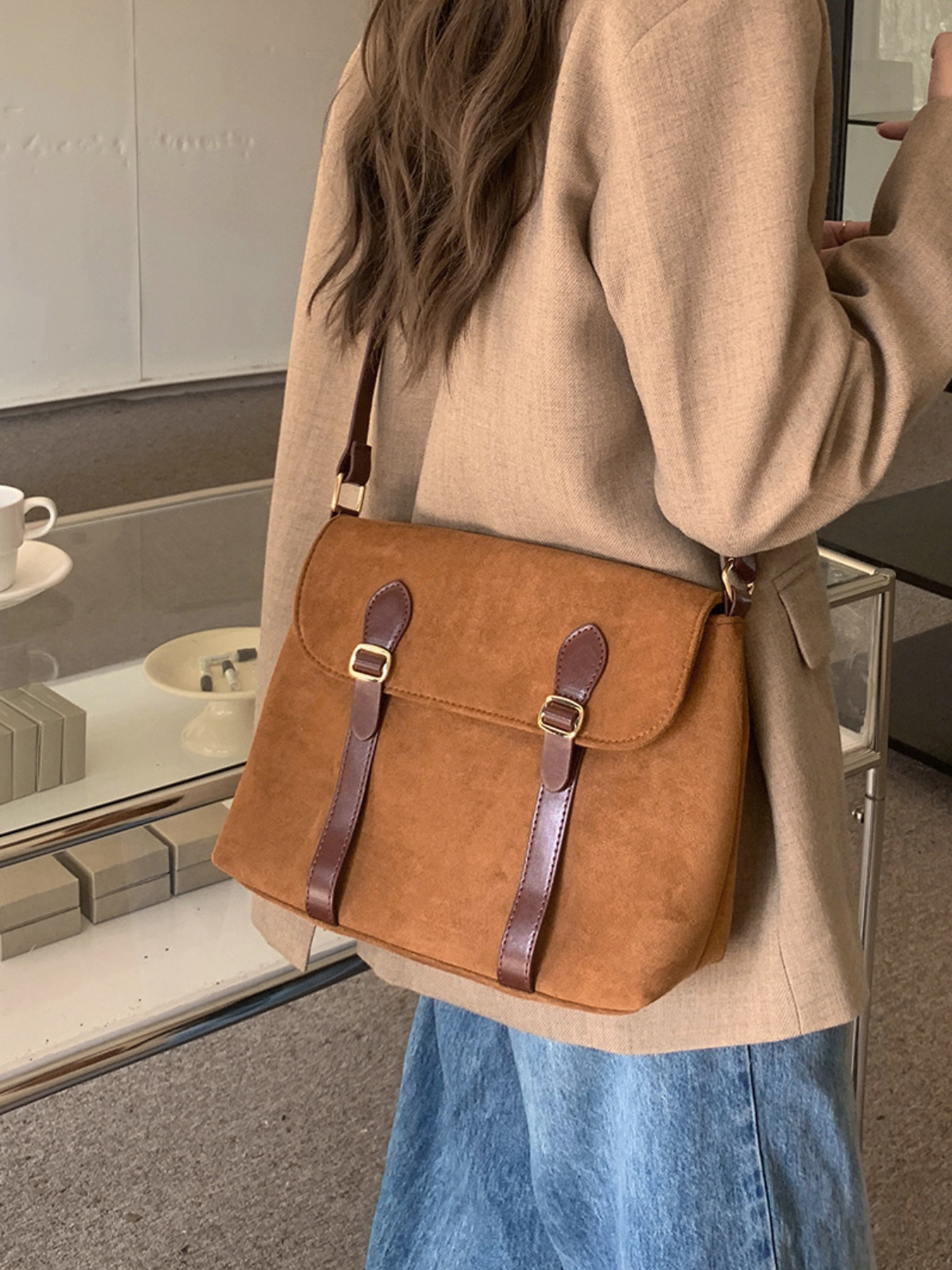 Adjustable Strap Buckle Crossbody Bag