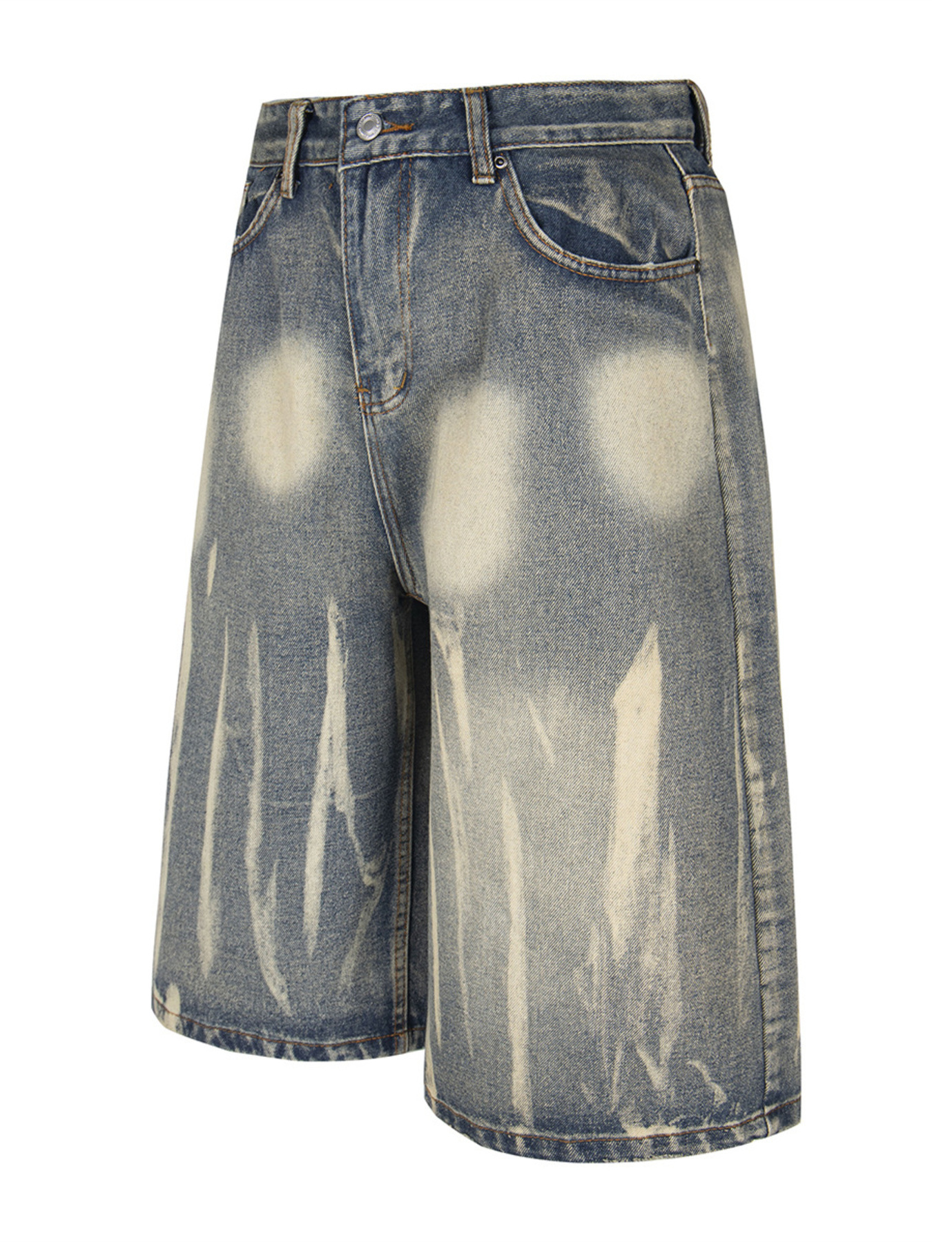 Men's Pocketed Washed Demin Shorts