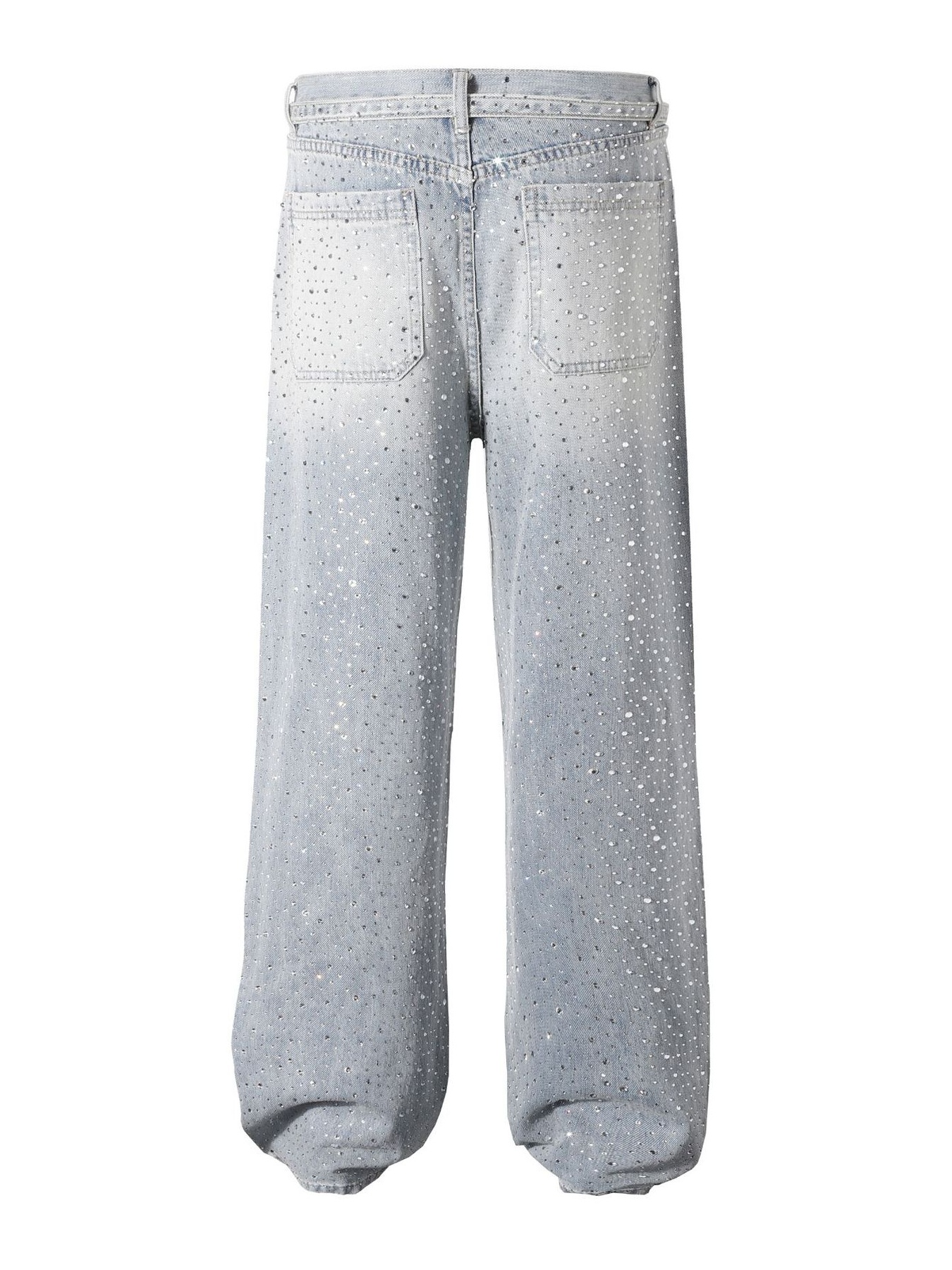 Men's Rhinestone Embellished Wash Relaxed Fit Jeans