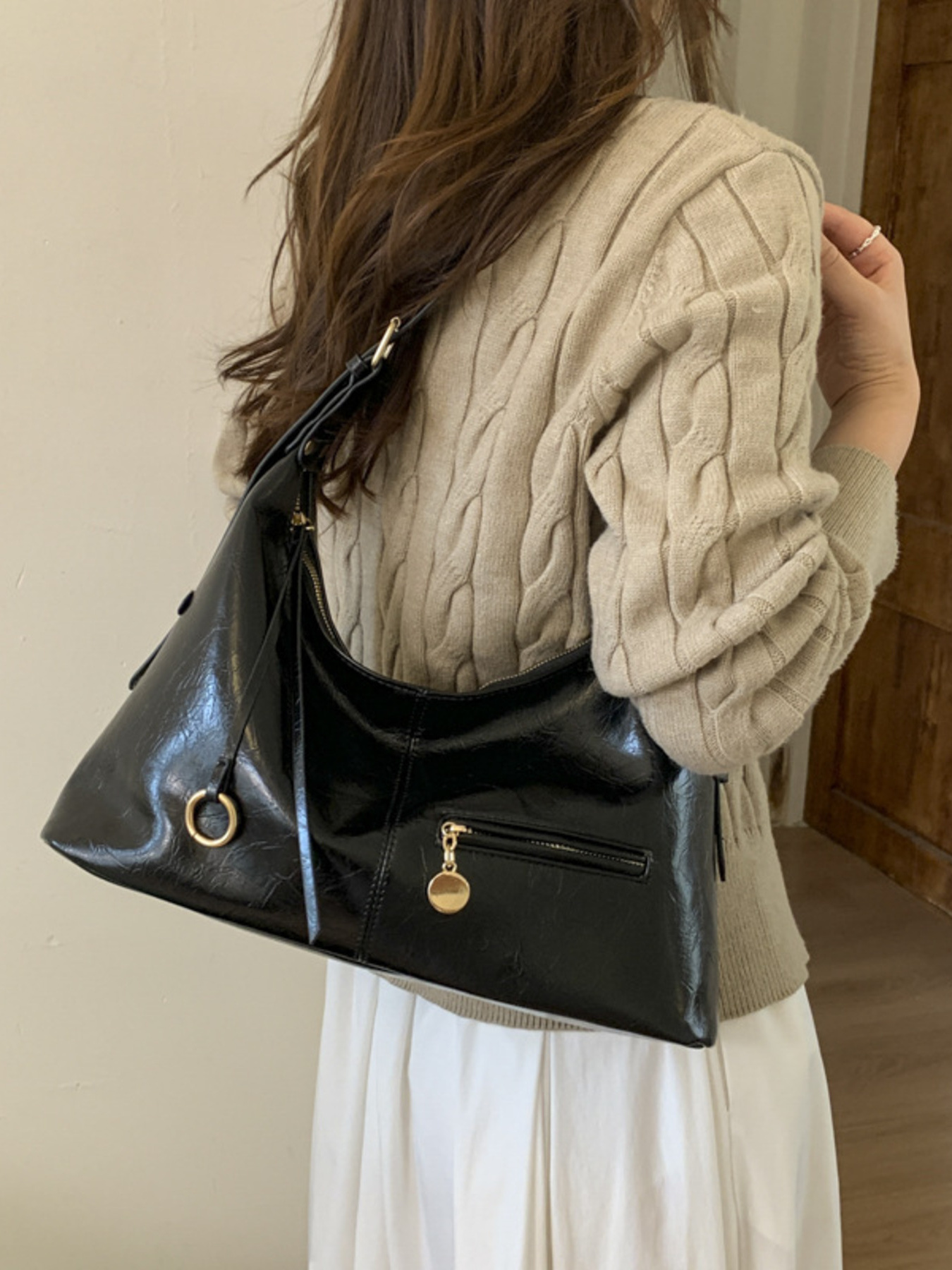 Leather Hobo Shoulder Bag