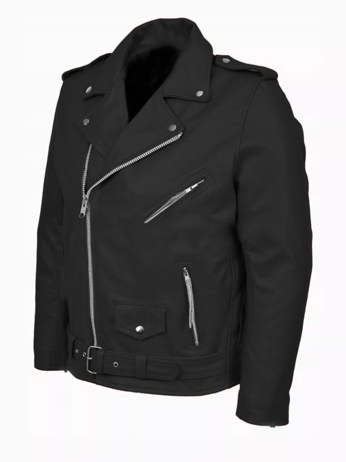 Men's Plus Size Zip Up Leather Motorcycle Jacket