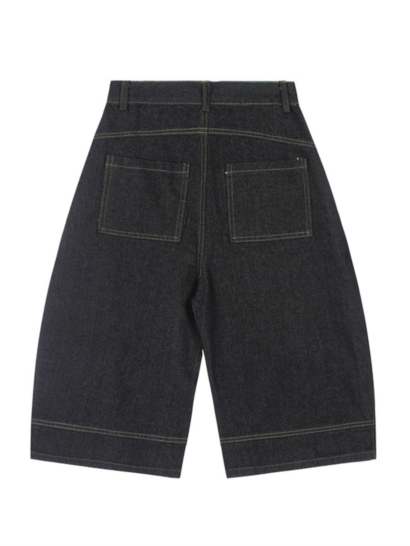 Men's High-Waisted Wide-Leg Wash Denim Shorts