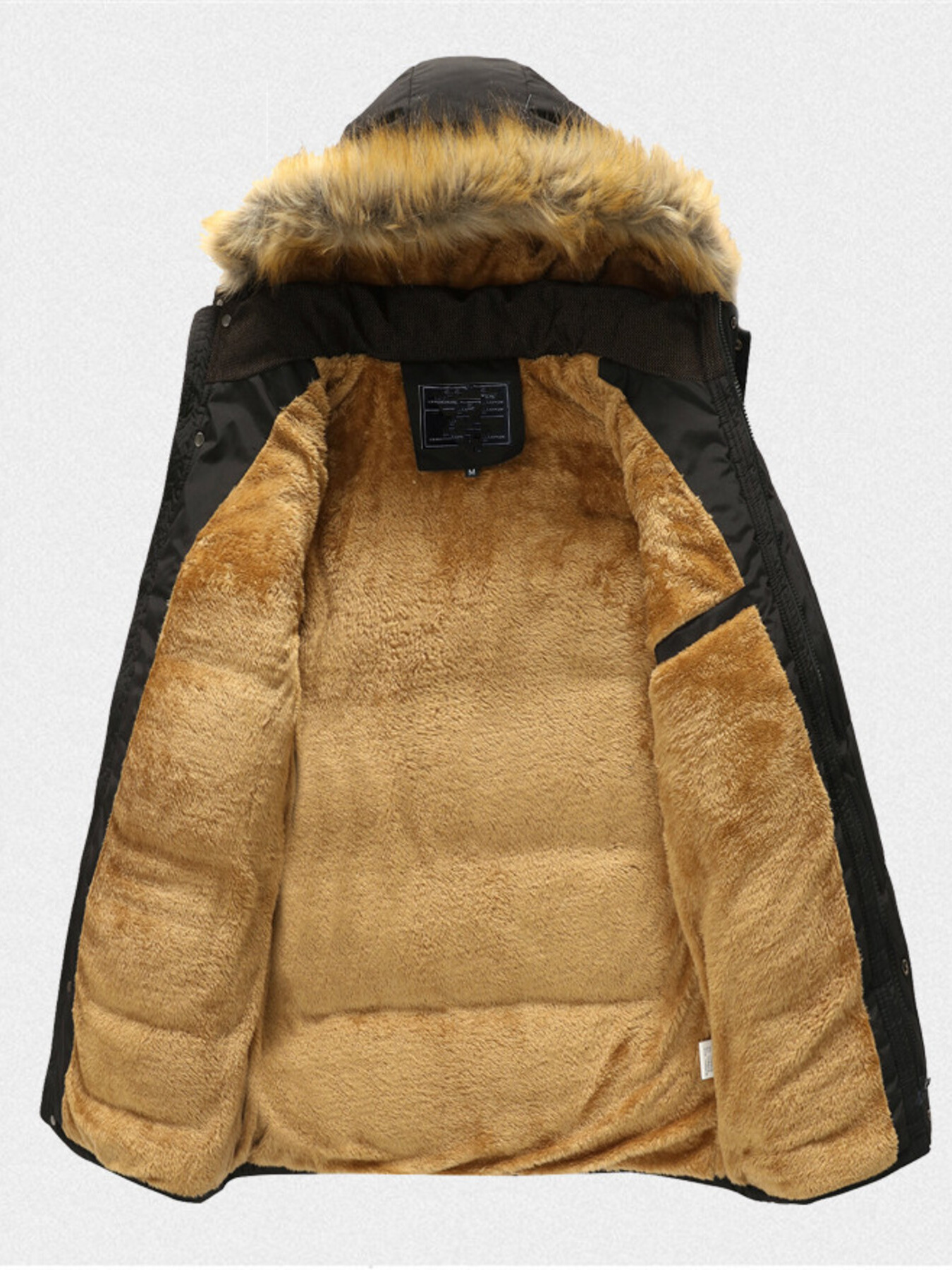 Men's Plus Size Fur Hooded Winter Parka Jacket
