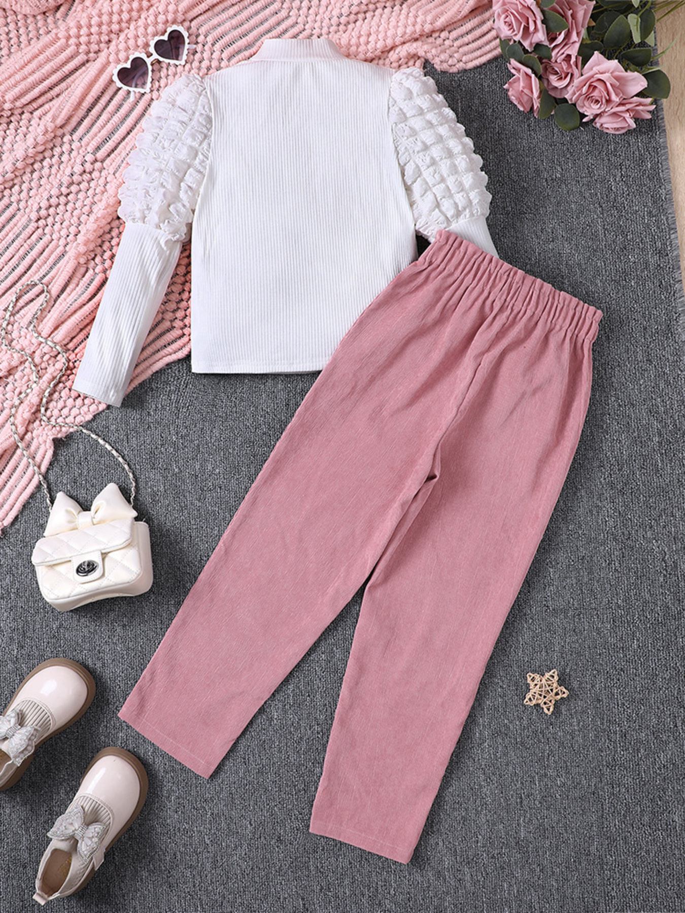 Children's Puff Sleeve Top and Pants Set