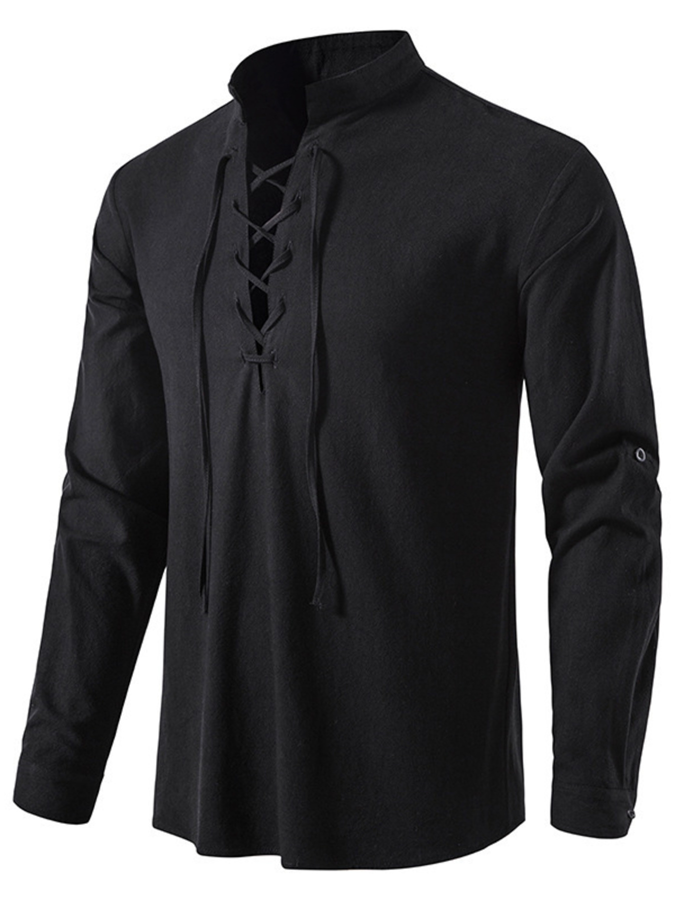 Men's Lace Up Long Sleeve Blouse