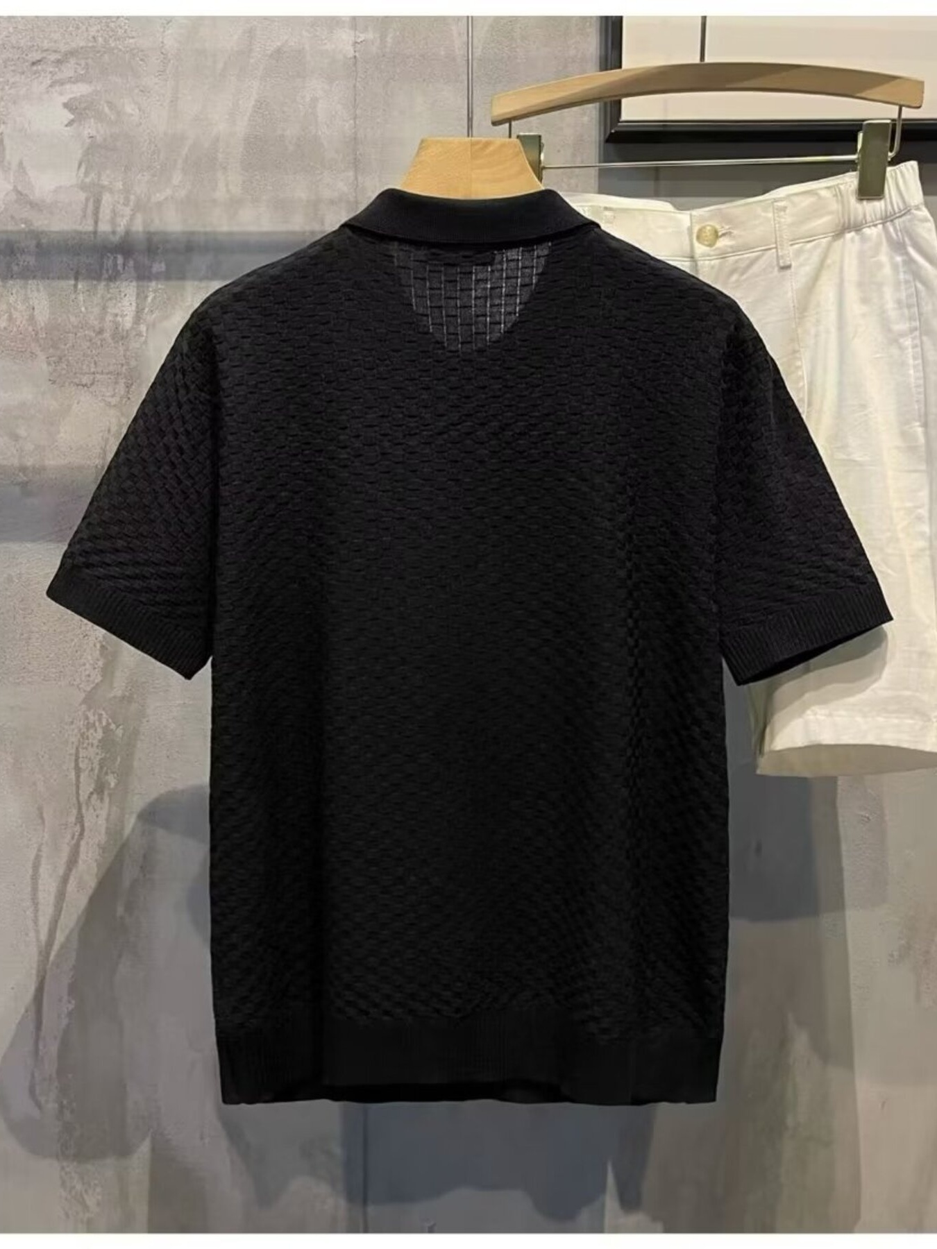 Men's Full Size Classic Textured Knit Polo Shirt Plus Size