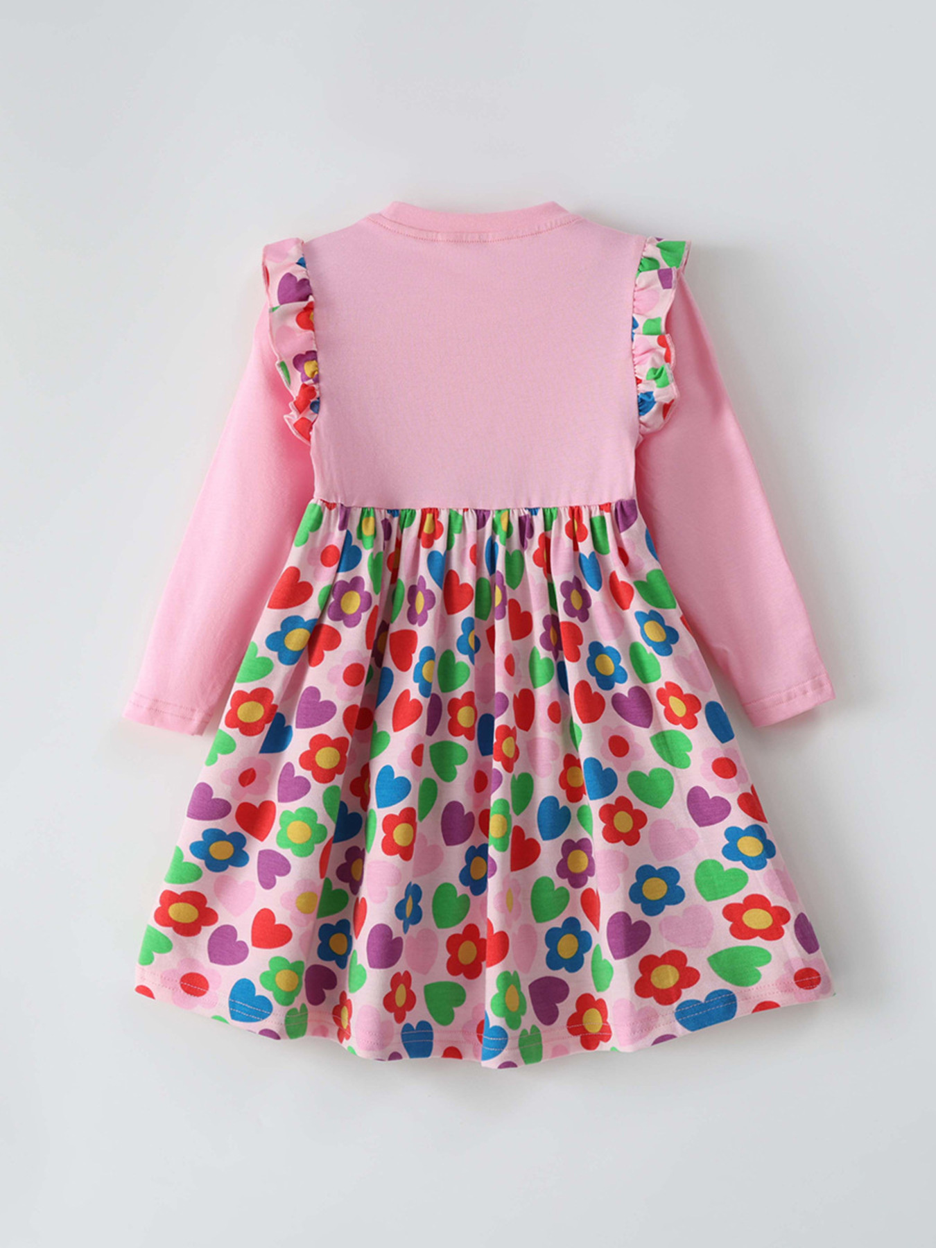 Children's Ruffled Printed Long Sleeve Dress