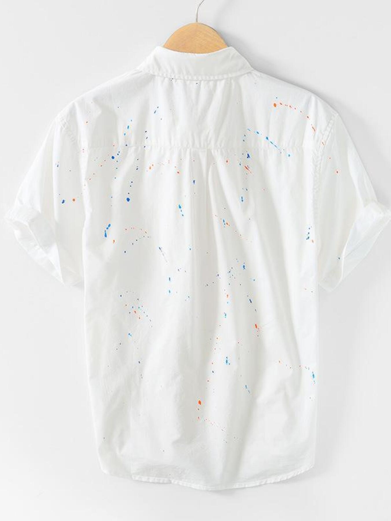 Men's Plus Size Casual Paint Splatter Short Sleeve Button-Up Shirt