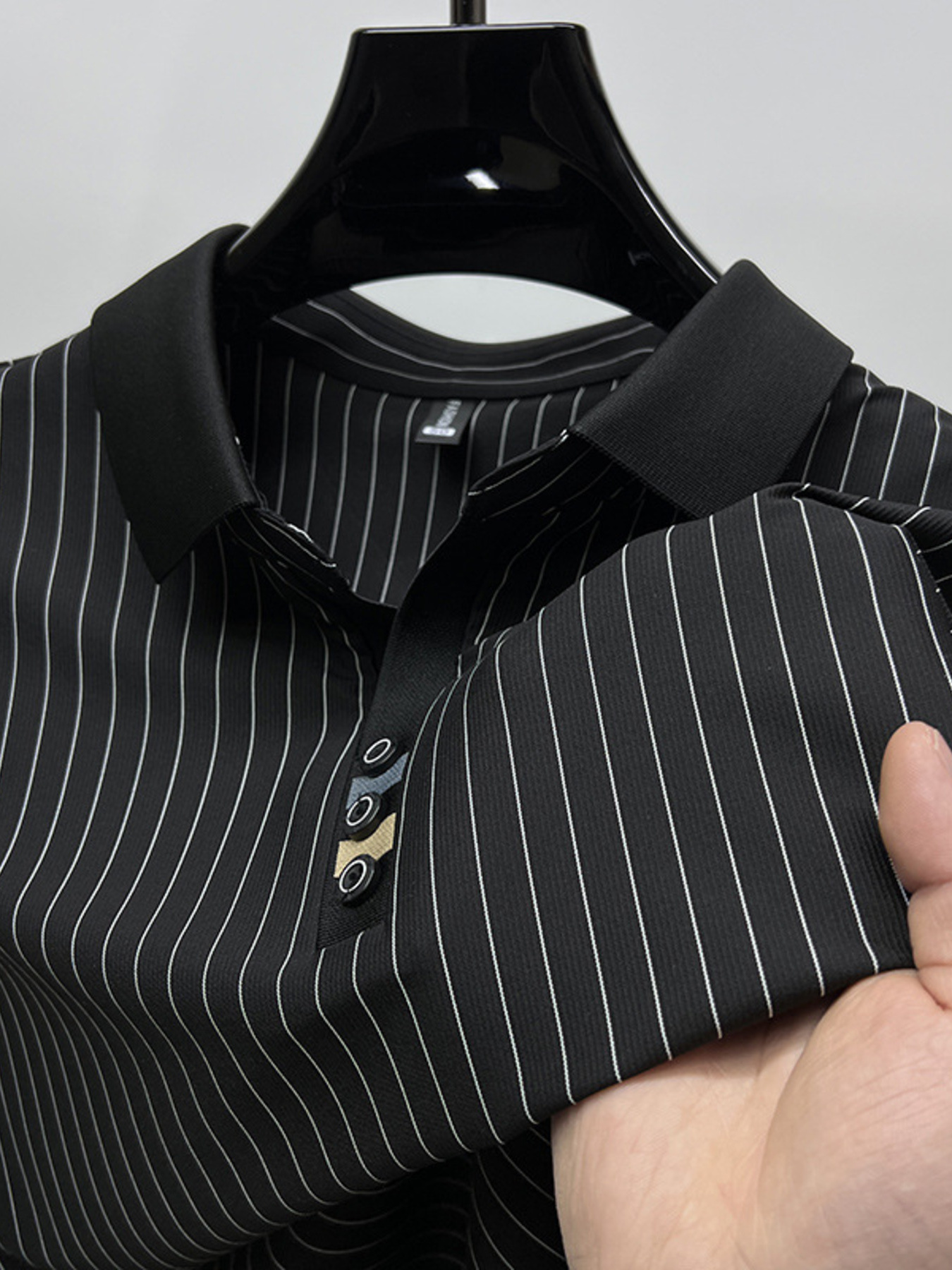 Men's Plus Size Striped Short Sleeve Polo