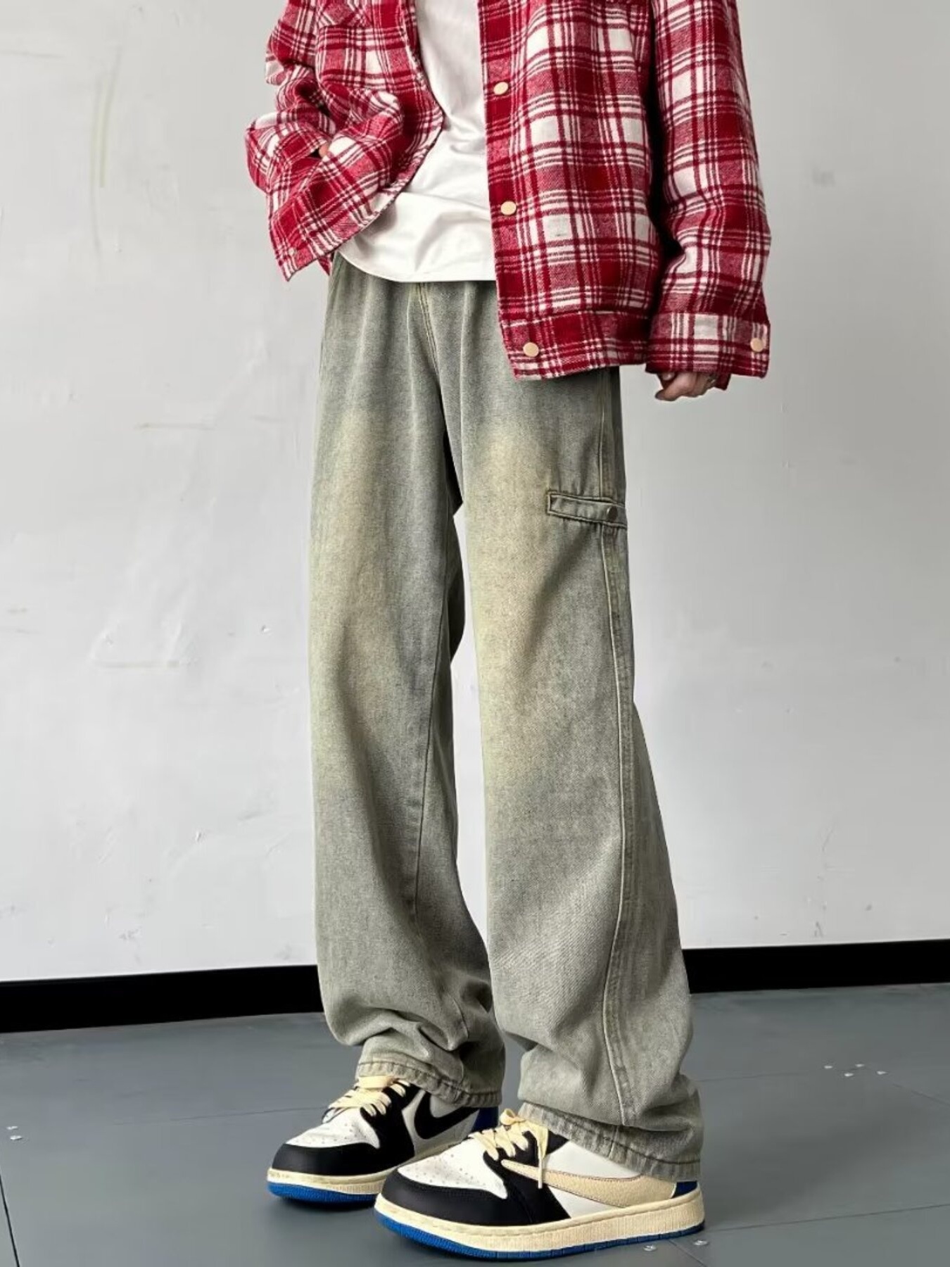 Men's Full Size Wash Loose Fit Jeans Plus Size