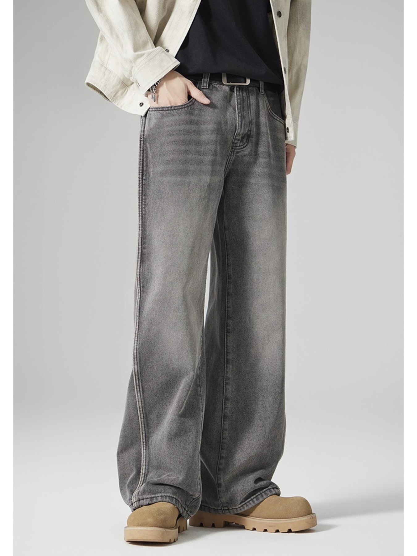 Men's Wash Wide Leg Jeans