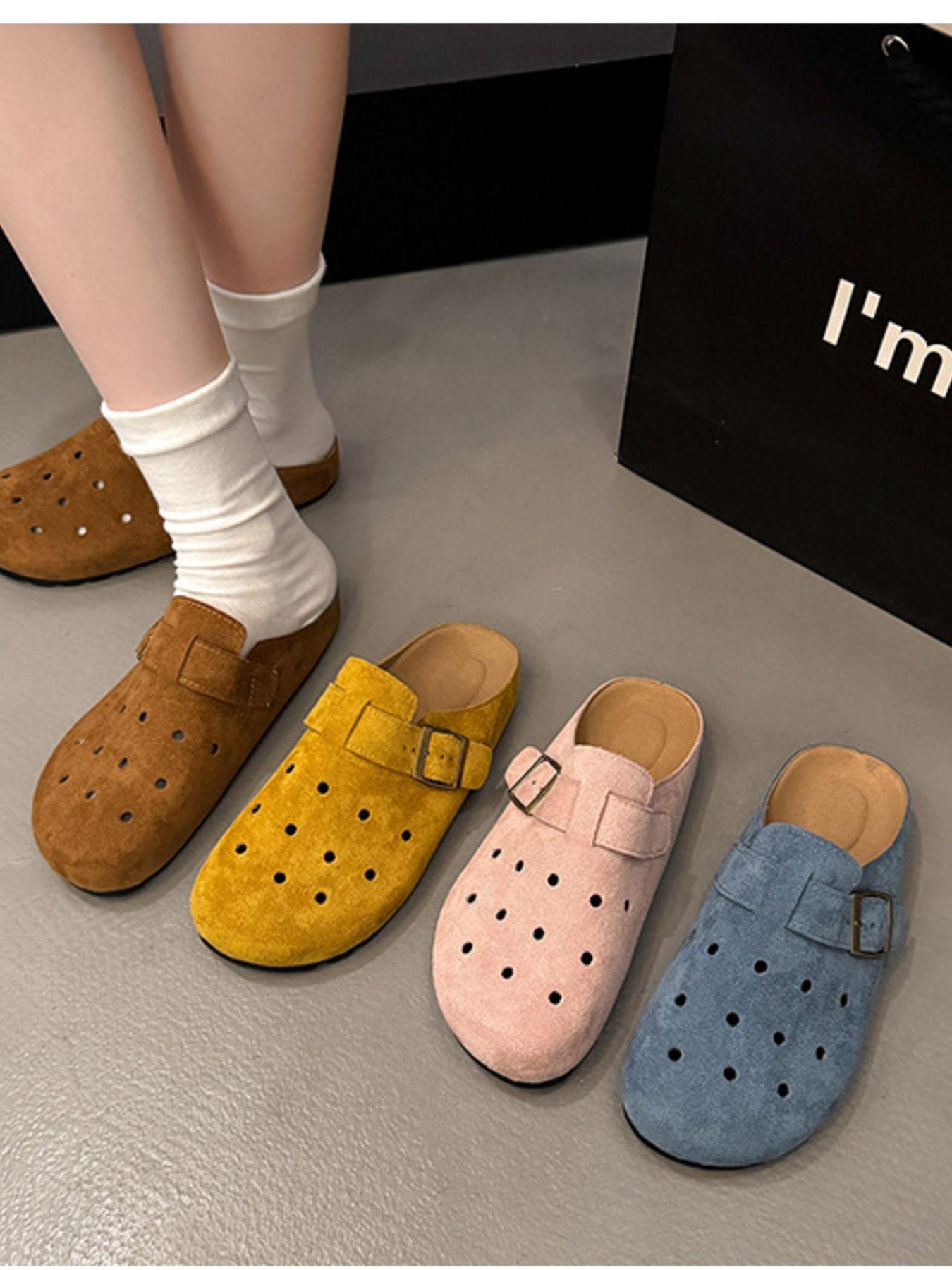 Hollow Out Buckle Strap Slip-Ons