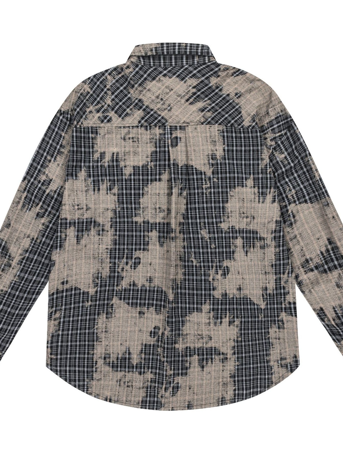 Men's Button Down Distressed Plaid Shirt