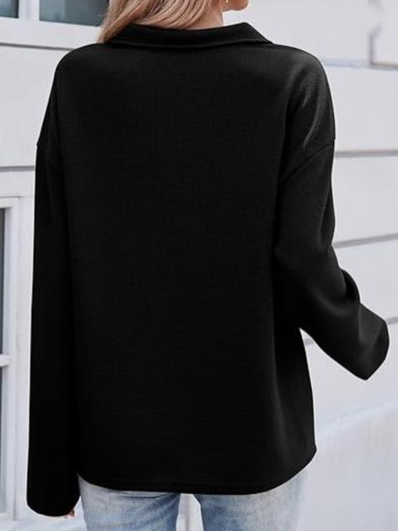 Half Zip Dropped Shoulder Sweatshirt