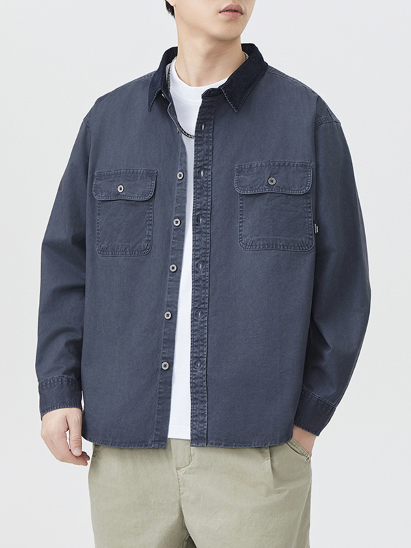 Men's Plus Size Button Up Long Sleeve Shirt