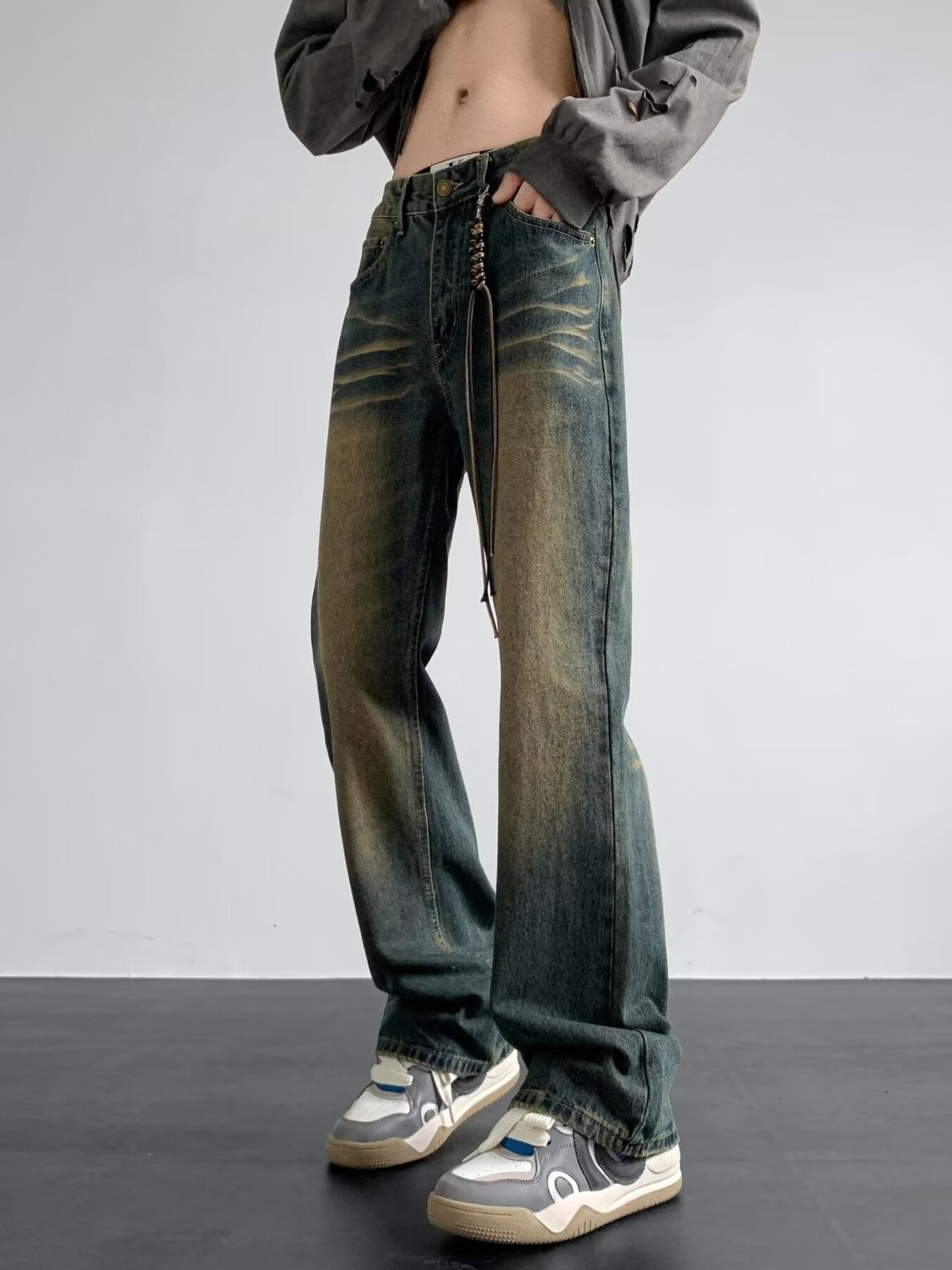 Men's Full Size Vintage Wash Loose Fit Jeans Plus Size